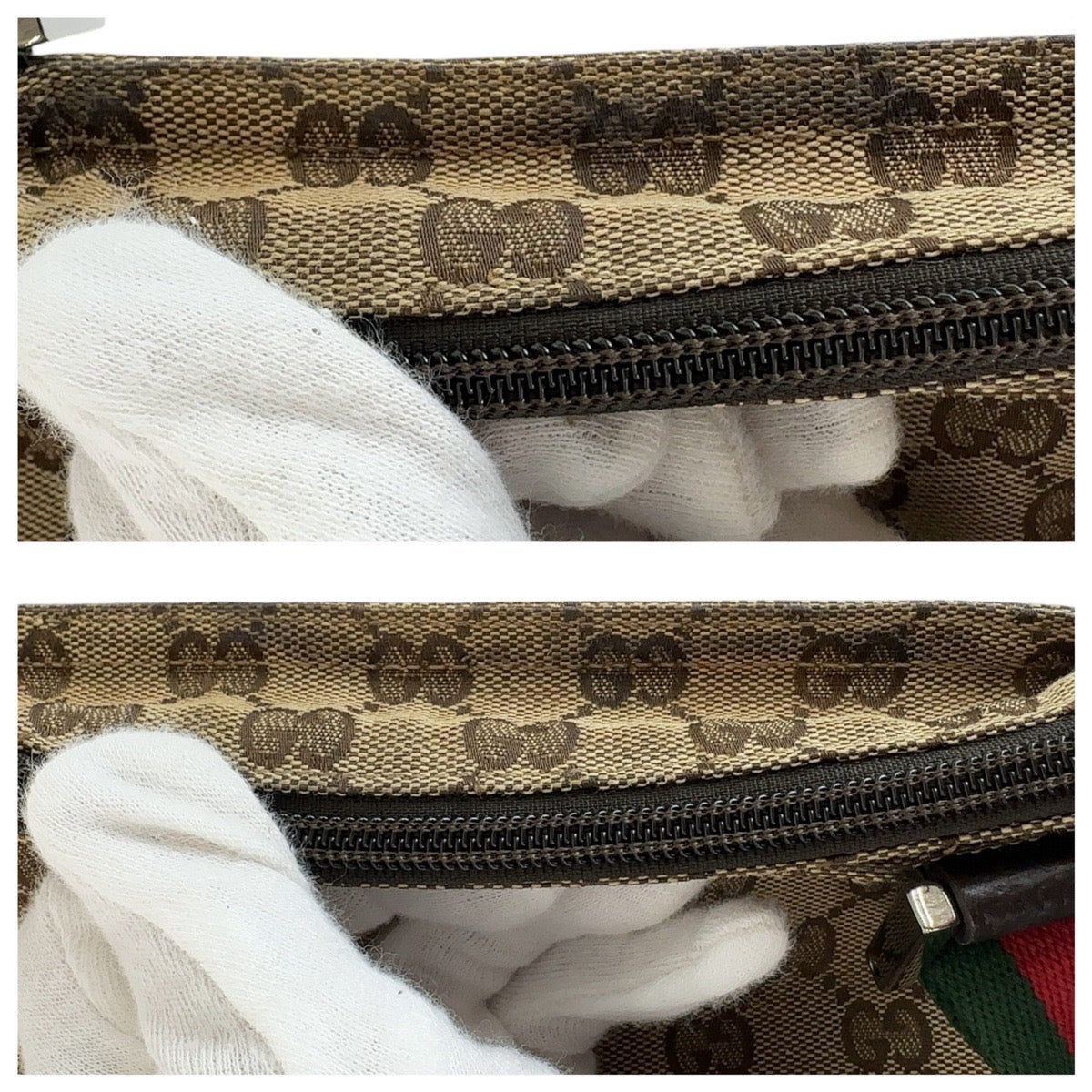 13338
GUCCI グッチ シェリーライン ベージュ ブラウン シルバー金具 GGキャンバス 146809 斜め掛け ショルダーバッグ ポシェット  レディース
