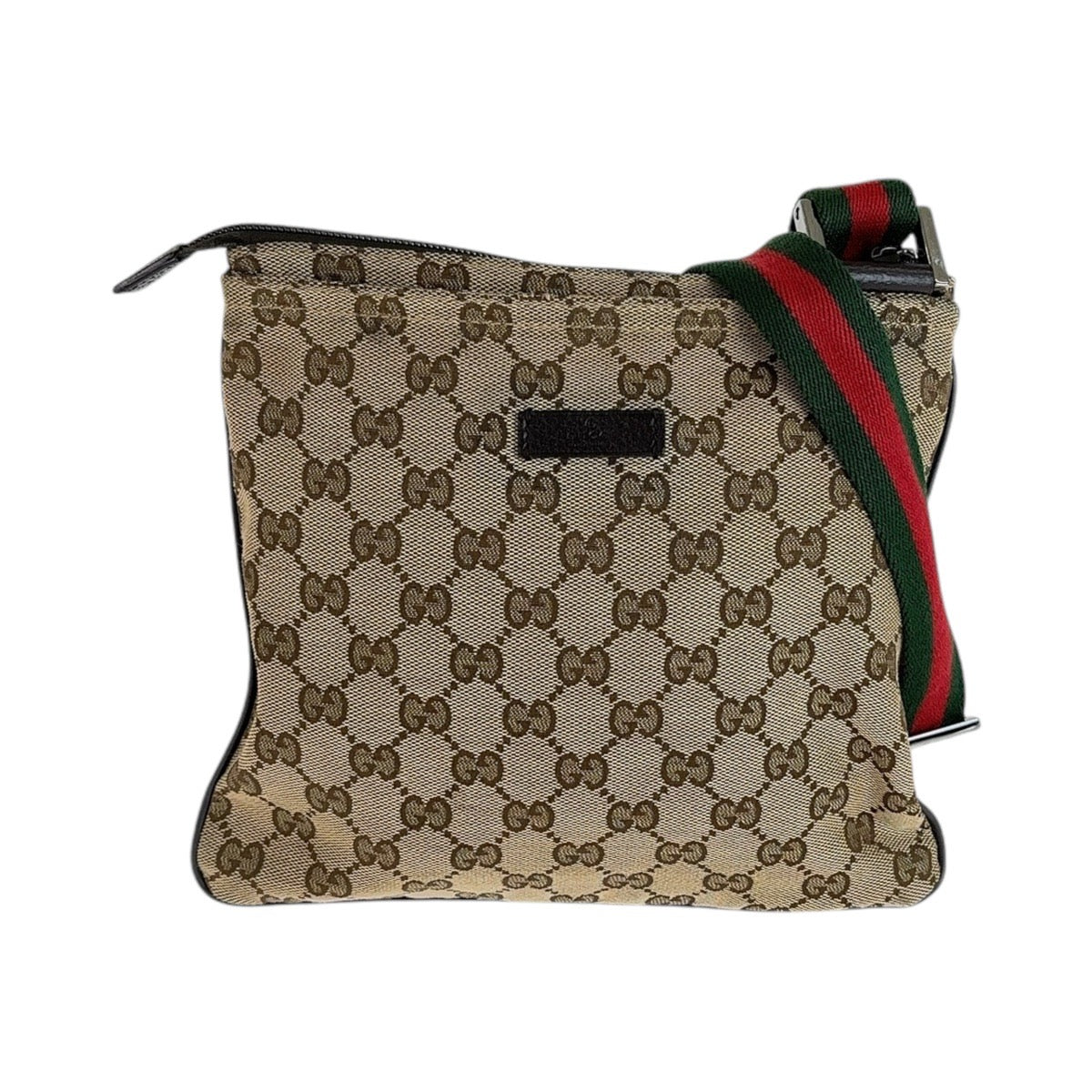 13338
GUCCI グッチ シェリーライン ベージュ ブラウン シルバー金具 GGキャンバス 146809 斜め掛け ショルダーバッグ ポシェット  レディース