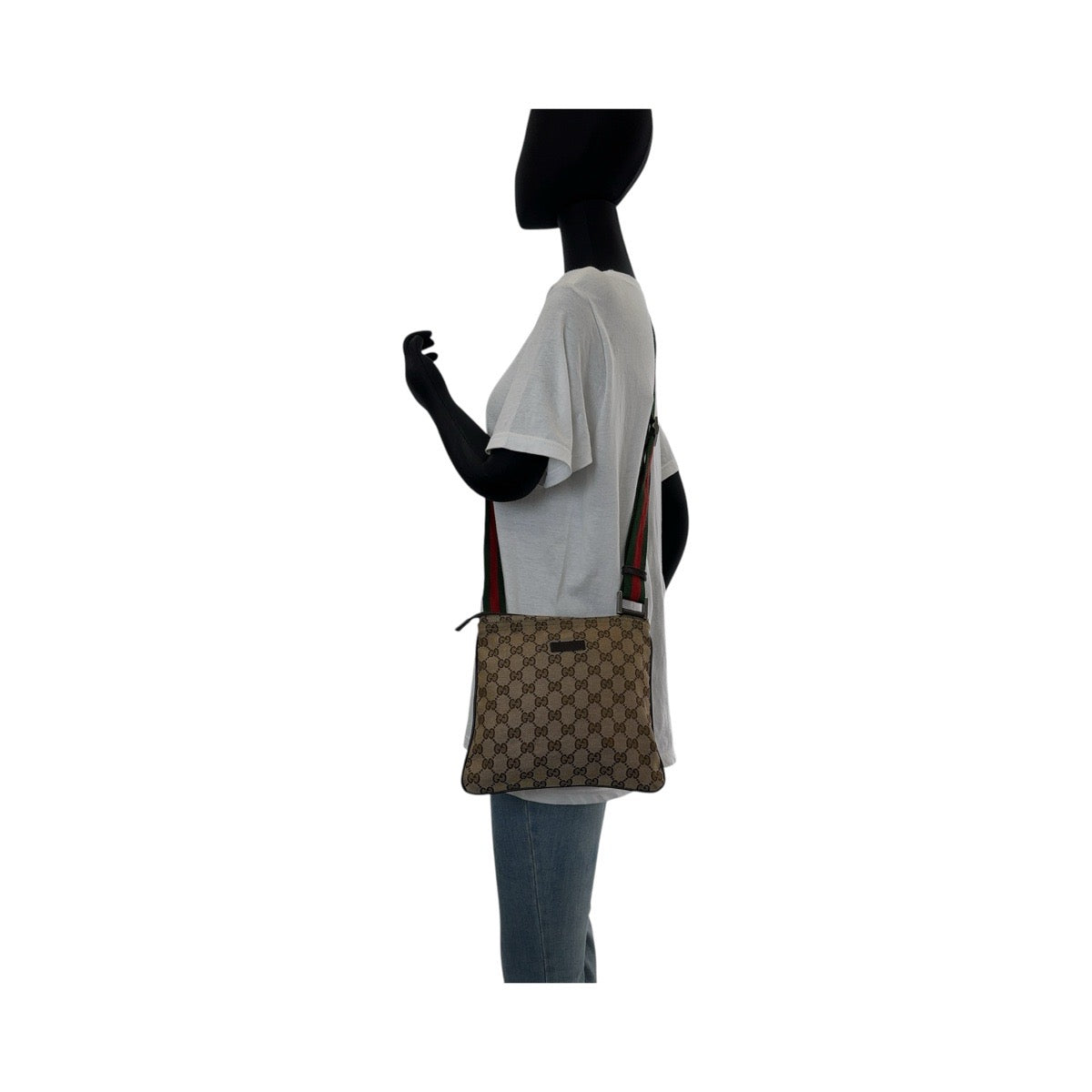 13338
GUCCI グッチ シェリーライン ベージュ ブラウン シルバー金具 GGキャンバス 146809 斜め掛け ショルダーバッグ ポシェット  レディース