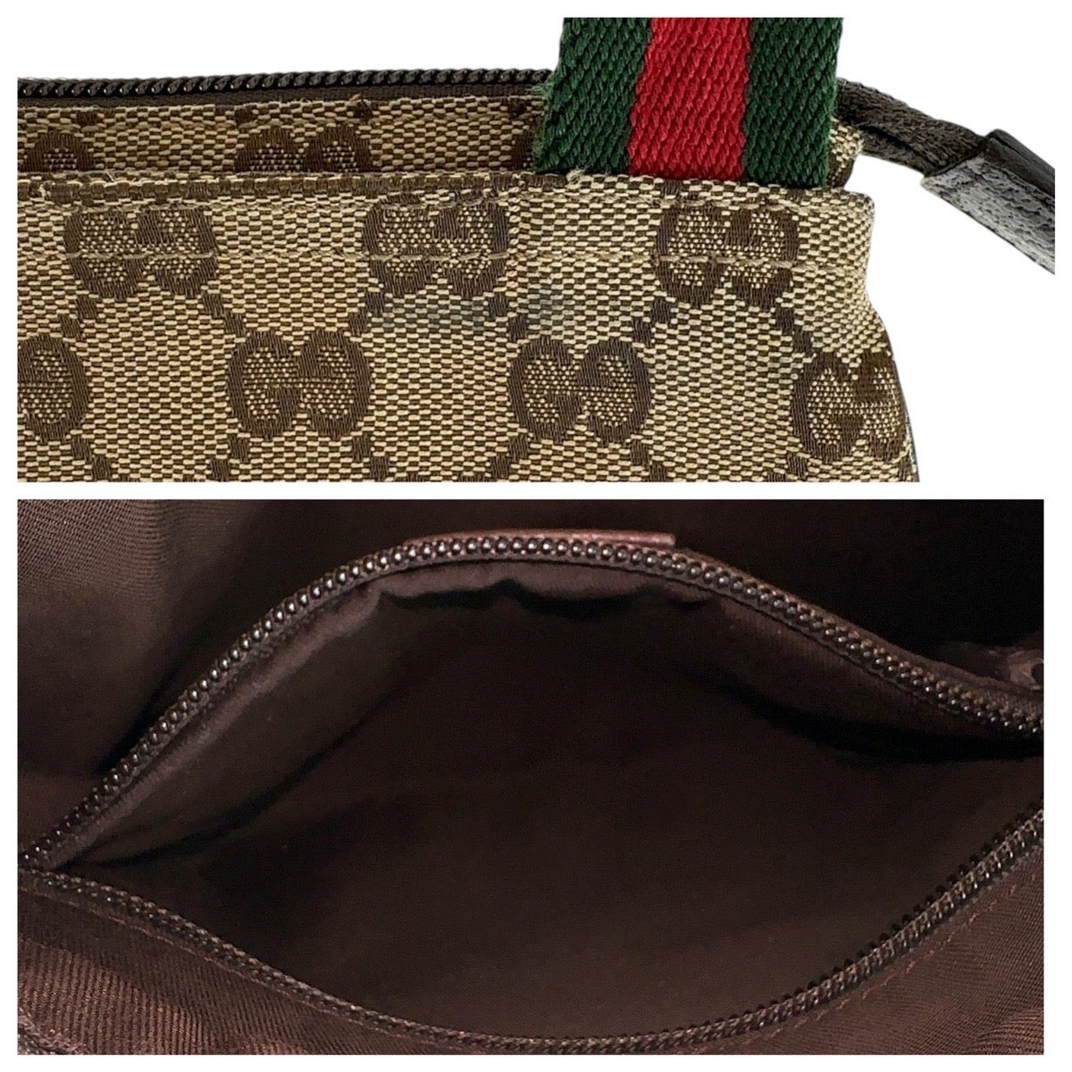 13338
GUCCI グッチ シェリーライン ベージュ ブラウン シルバー金具 GGキャンバス 146809 斜め掛け ショルダーバッグ ポシェット  レディース