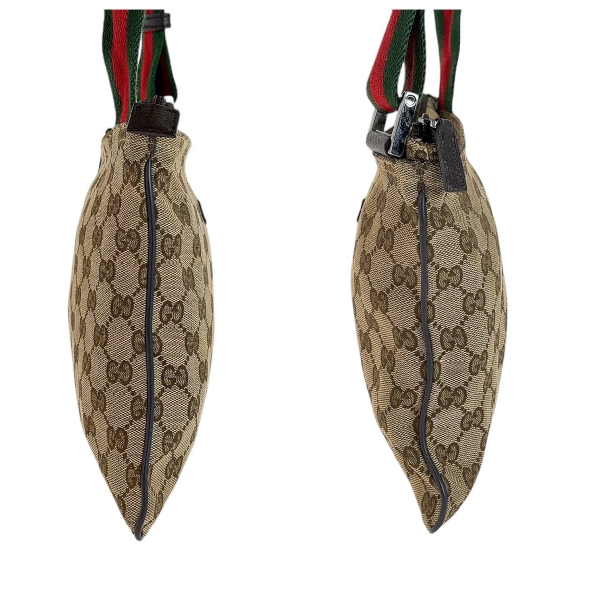 13338
GUCCI グッチ シェリーライン ベージュ ブラウン シルバー金具 GGキャンバス 146809 斜め掛け ショルダーバッグ ポシェット  レディース