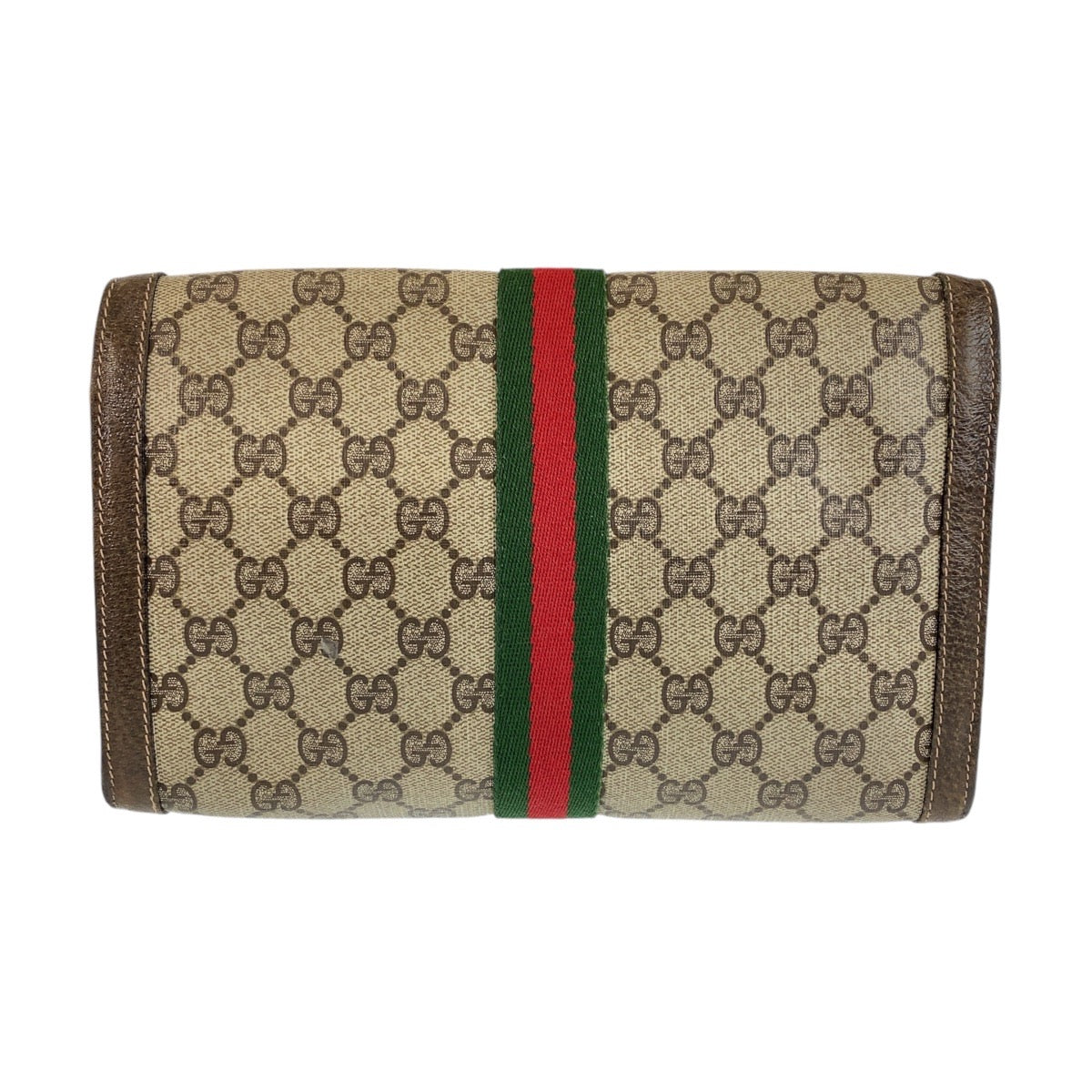 GUCCI グッチ ヴィンテージ シェリーライン オールドグッチ ブラウン ベージュ ゴールド金具 GGキャンバス / レザー 390184183 クラッチバッグ  レディース