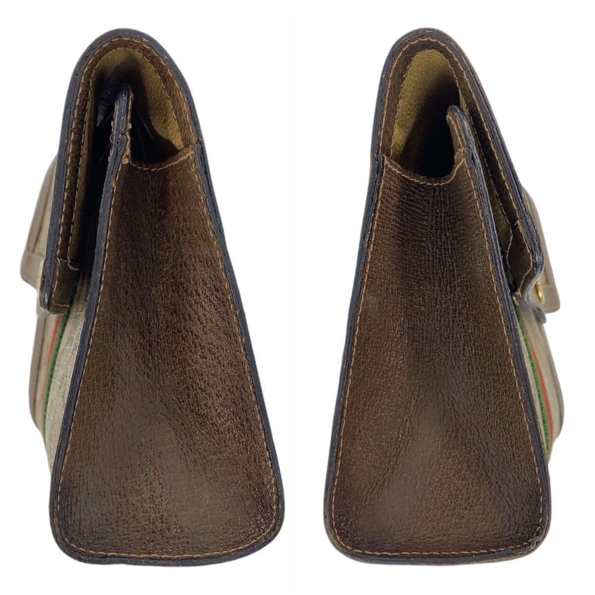 GUCCI グッチ ヴィンテージ シェリーライン オールドグッチ ブラウン ベージュ ゴールド金具 GGキャンバス / レザー 390184183 クラッチバッグ  レディース