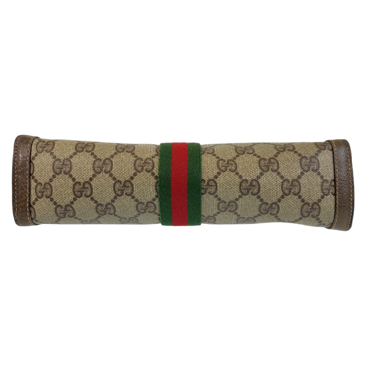 GUCCI グッチ ヴィンテージ シェリーライン オールドグッチ ブラウン ベージュ ゴールド金具 GGキャンバス / レザー 390184183 クラッチバッグ  レディース