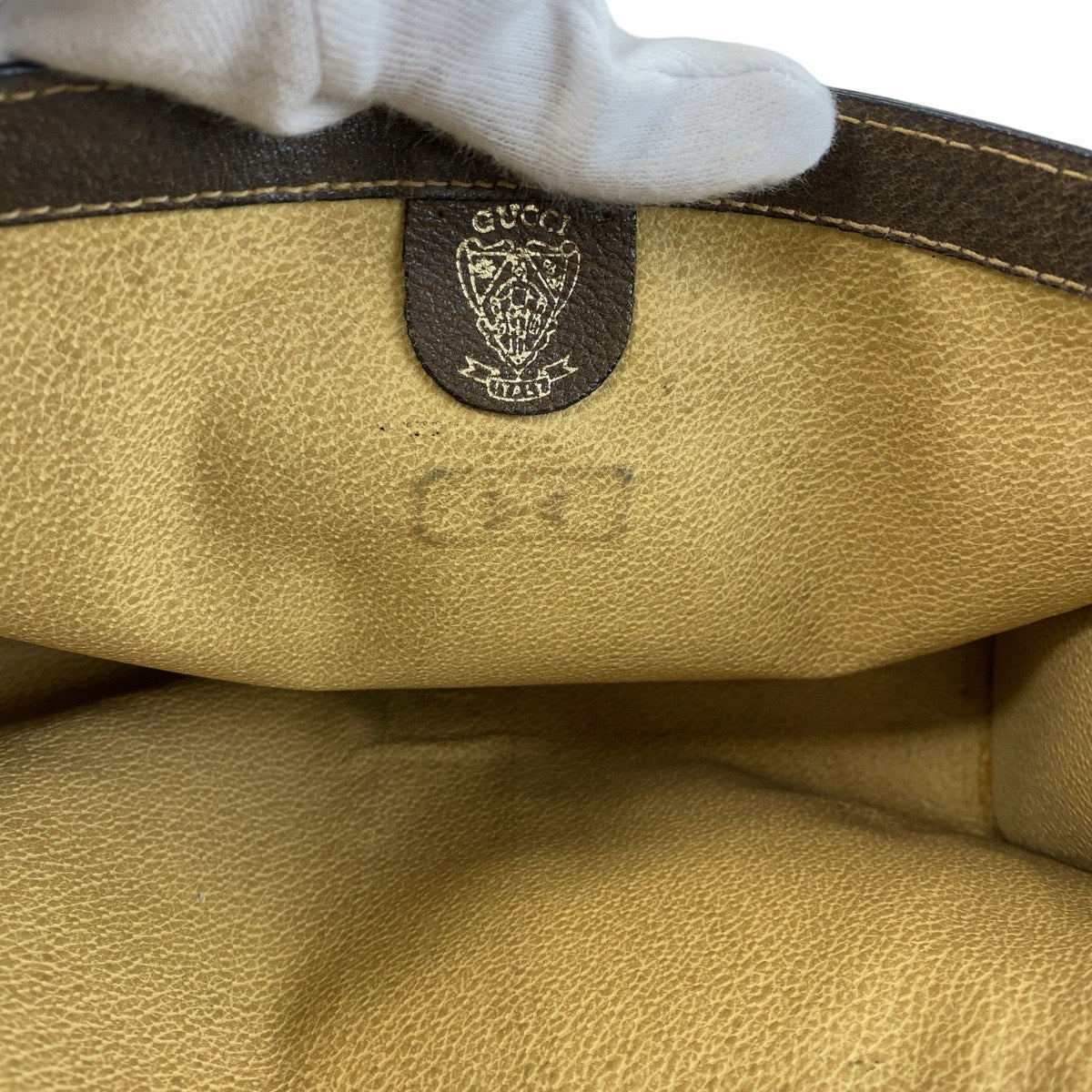 GUCCI グッチ ヴィンテージ シェリーライン オールドグッチ ブラウン ベージュ ゴールド金具 GGキャンバス / レザー 390184183 クラッチバッグ  レディース