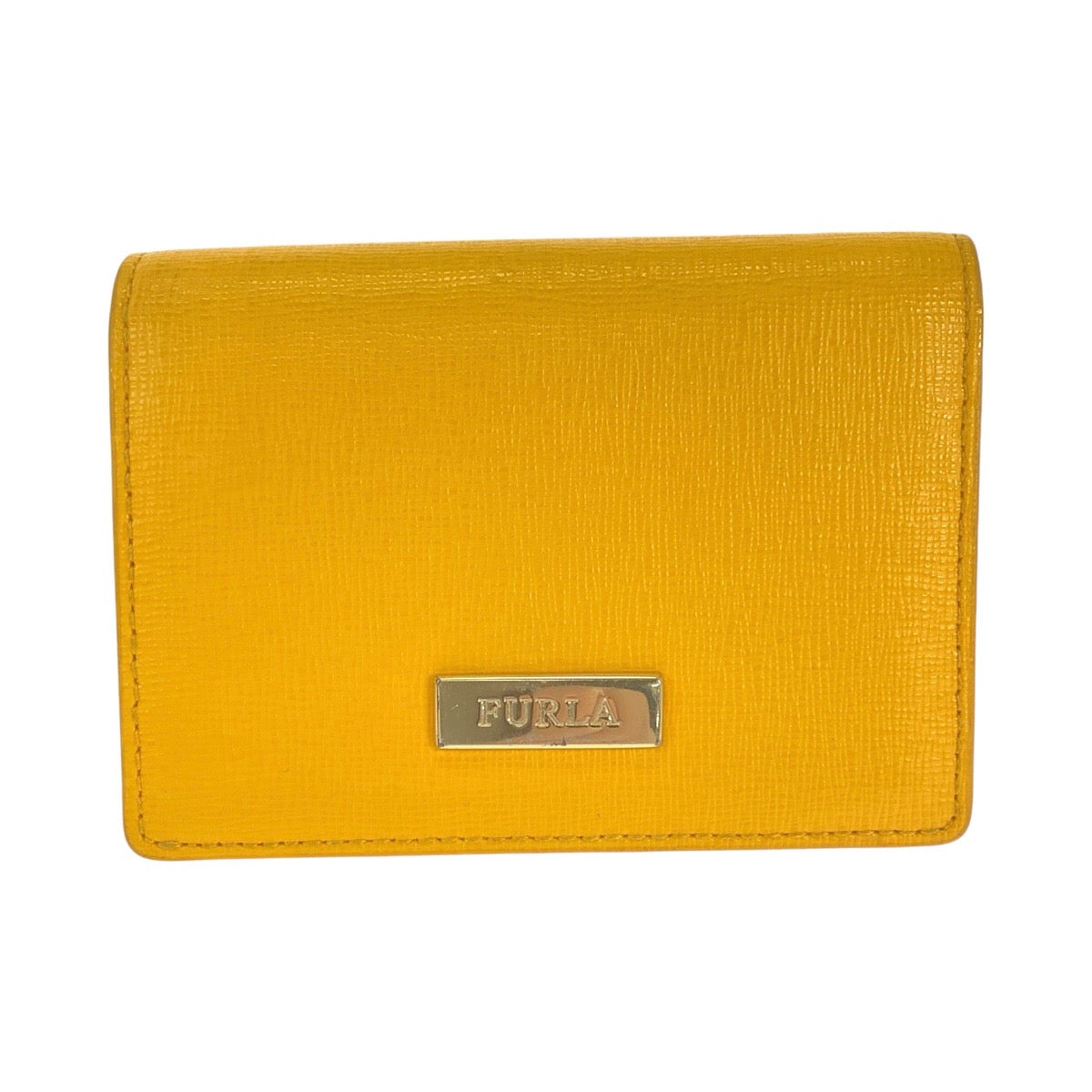 13340
 Furla Yellow Gold Hardware Leather Folding Wallet Compact Wallet for Women