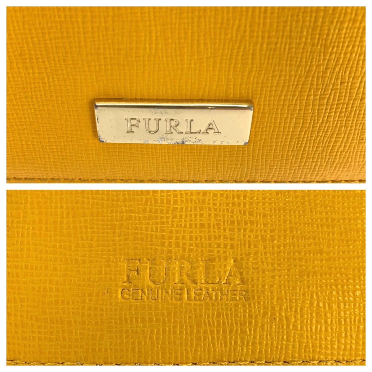 13340
 Furla Yellow Gold Hardware Leather Folding Wallet Compact Wallet for Women