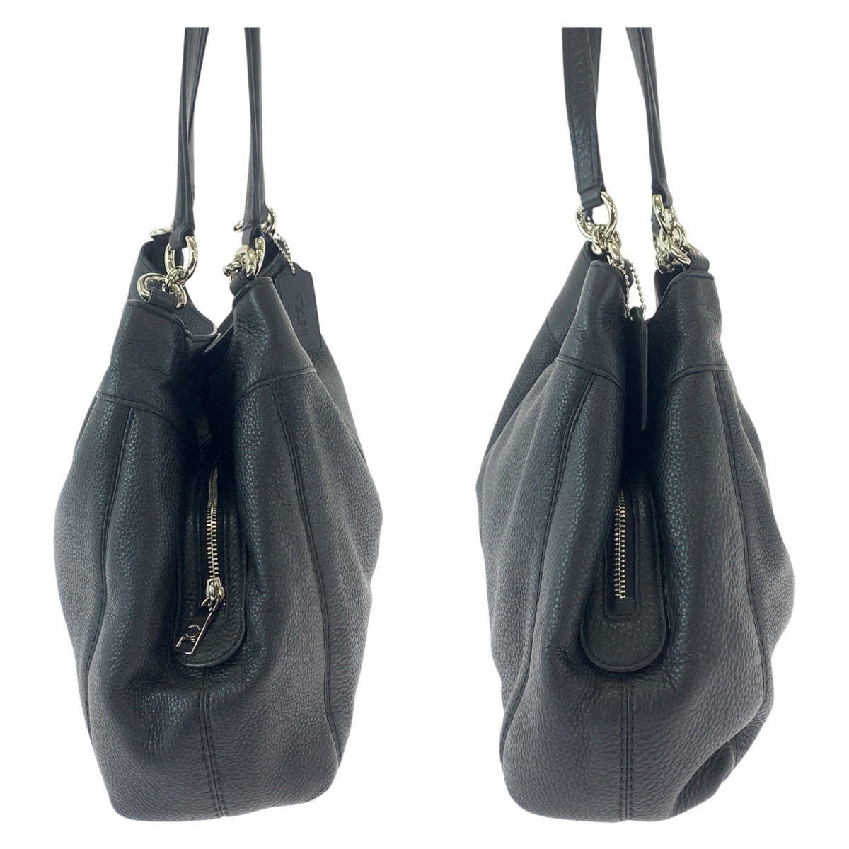 13341
COACH コーチ ブラック 黒 シルバー金具 レザー トートバッグ ショルダーバッグ  レディース