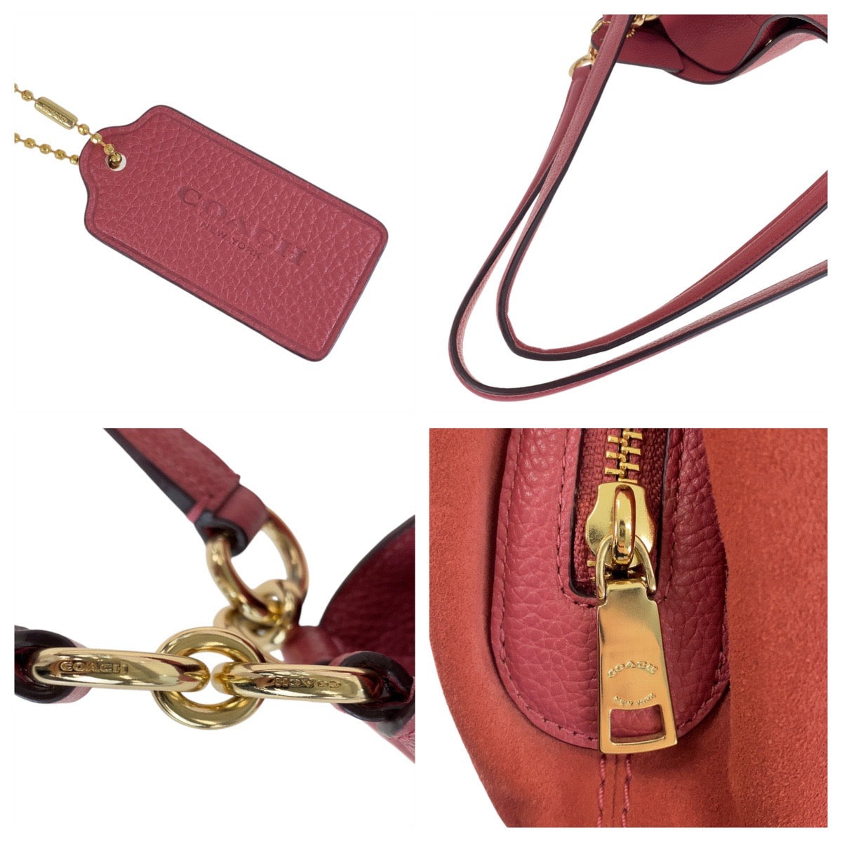 13342
COACH コーチ マディソン ピンク ゴールド金具 レザー ホーボー ショルダーバッグ トートバッグ  レディース