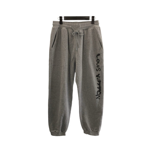 LOUIS VUITTON ルイヴィトン Neon Working Man グレー ブラック コットン スウェットパンツ  メンズ