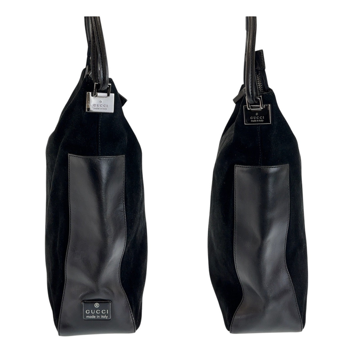 13344
GUCCI グッチ ブラック 黒 シルバー金具 スウェード / レザー 001 3770 ホーボー ショルダーバッグ  レディース