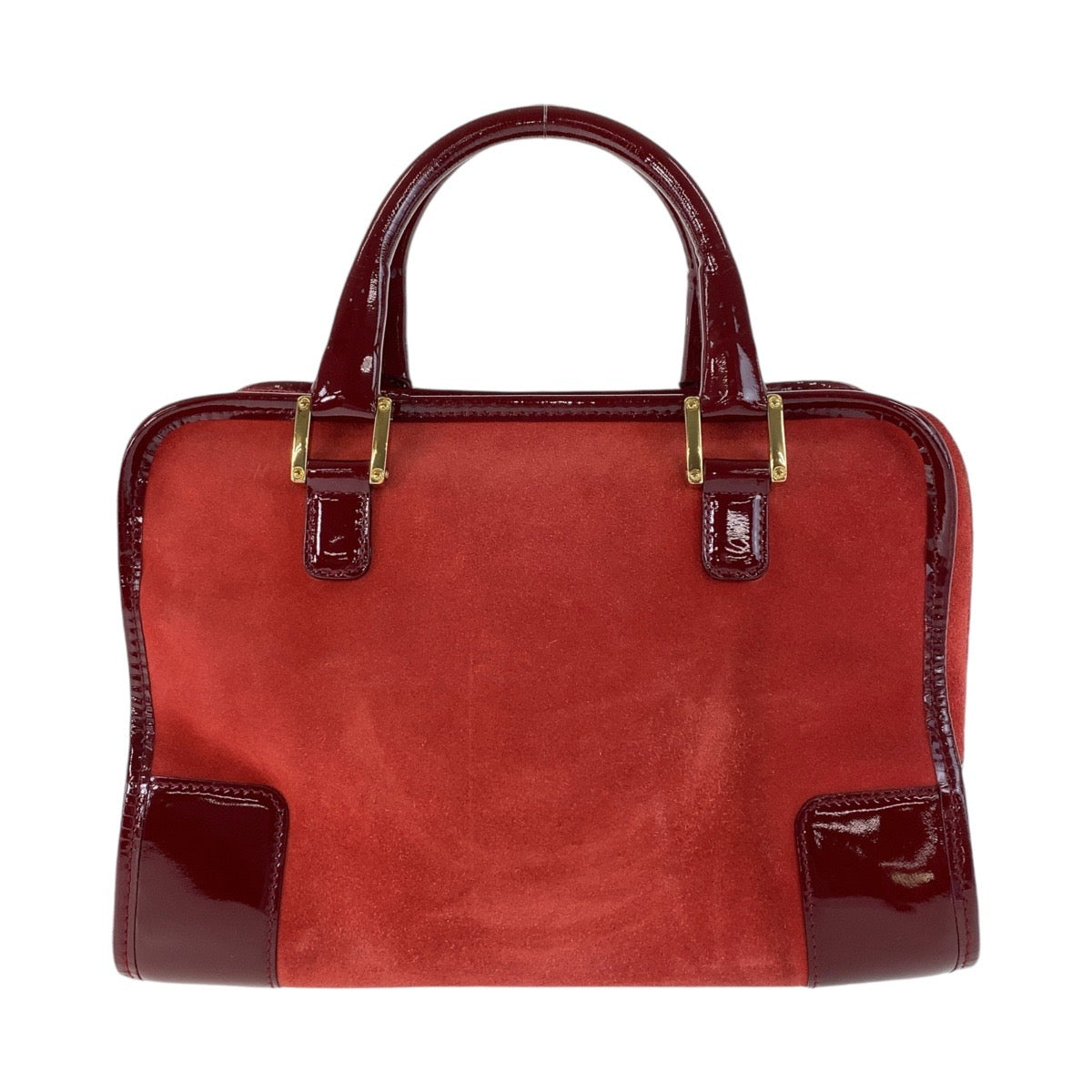 13346
LOEWE ロエベ ヴィンテージ アナグラム アマソナ28 レッド ゴールド金具 スウェード / レザー ハンドバッグ ミニボストンバッグ  レディース