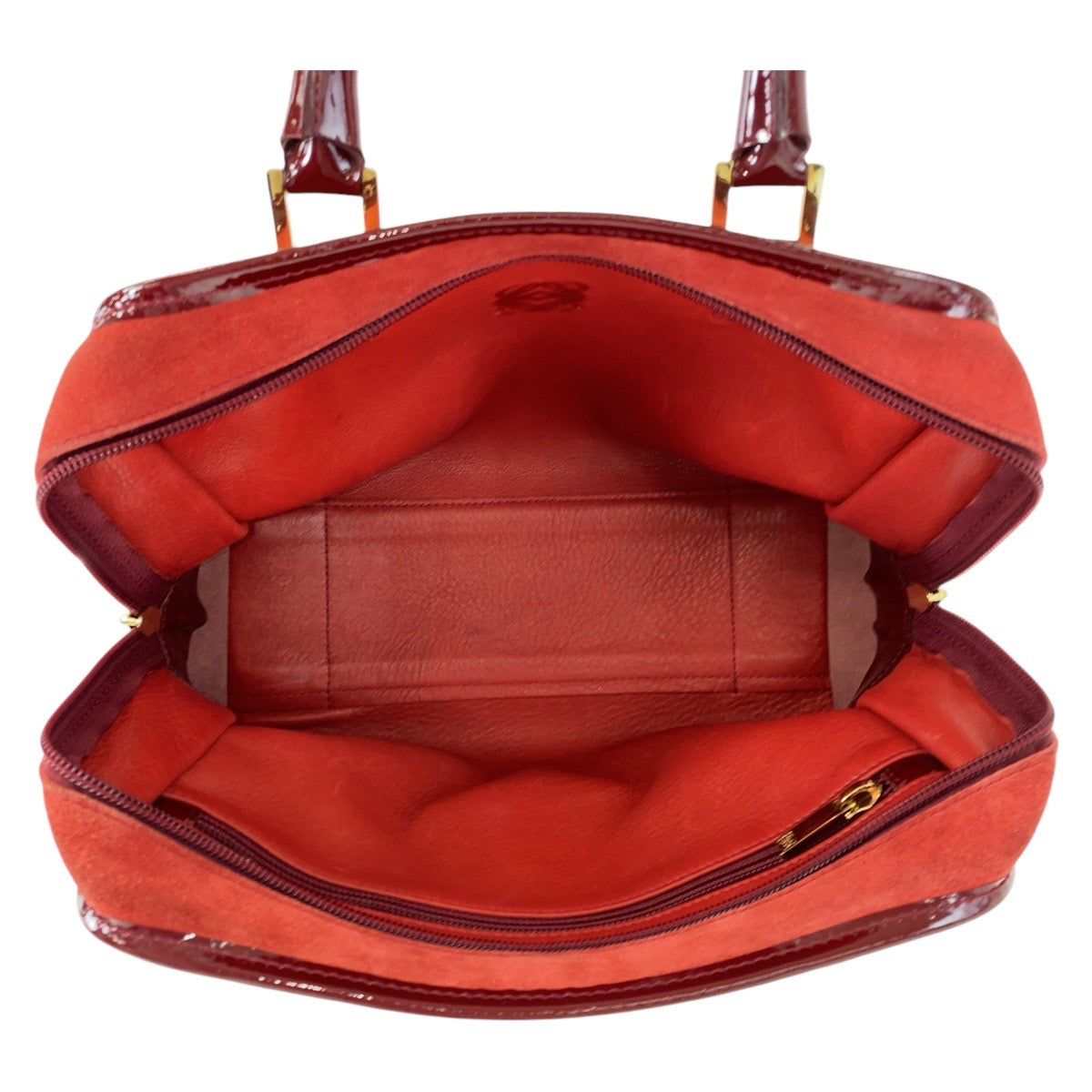 13346
LOEWE ロエベ ヴィンテージ アナグラム アマソナ28 レッド ゴールド金具 スウェード / レザー ハンドバッグ ミニボストンバッグ  レディース