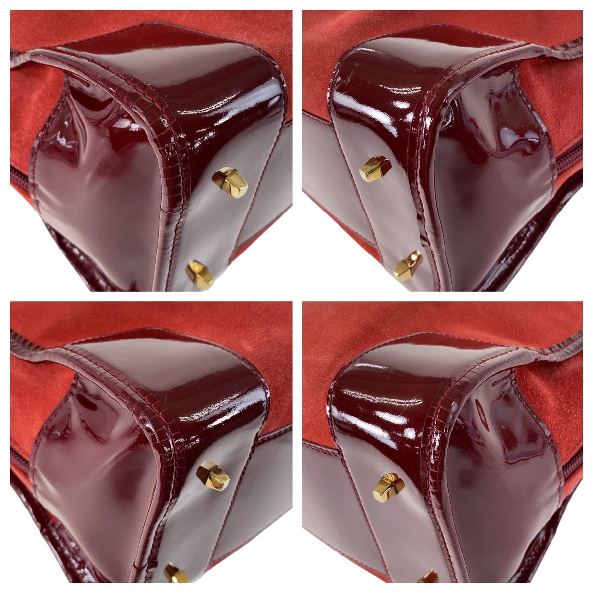 13346
LOEWE ロエベ ヴィンテージ アナグラム アマソナ28 レッド ゴールド金具 スウェード / レザー ハンドバッグ ミニボストンバッグ  レディース