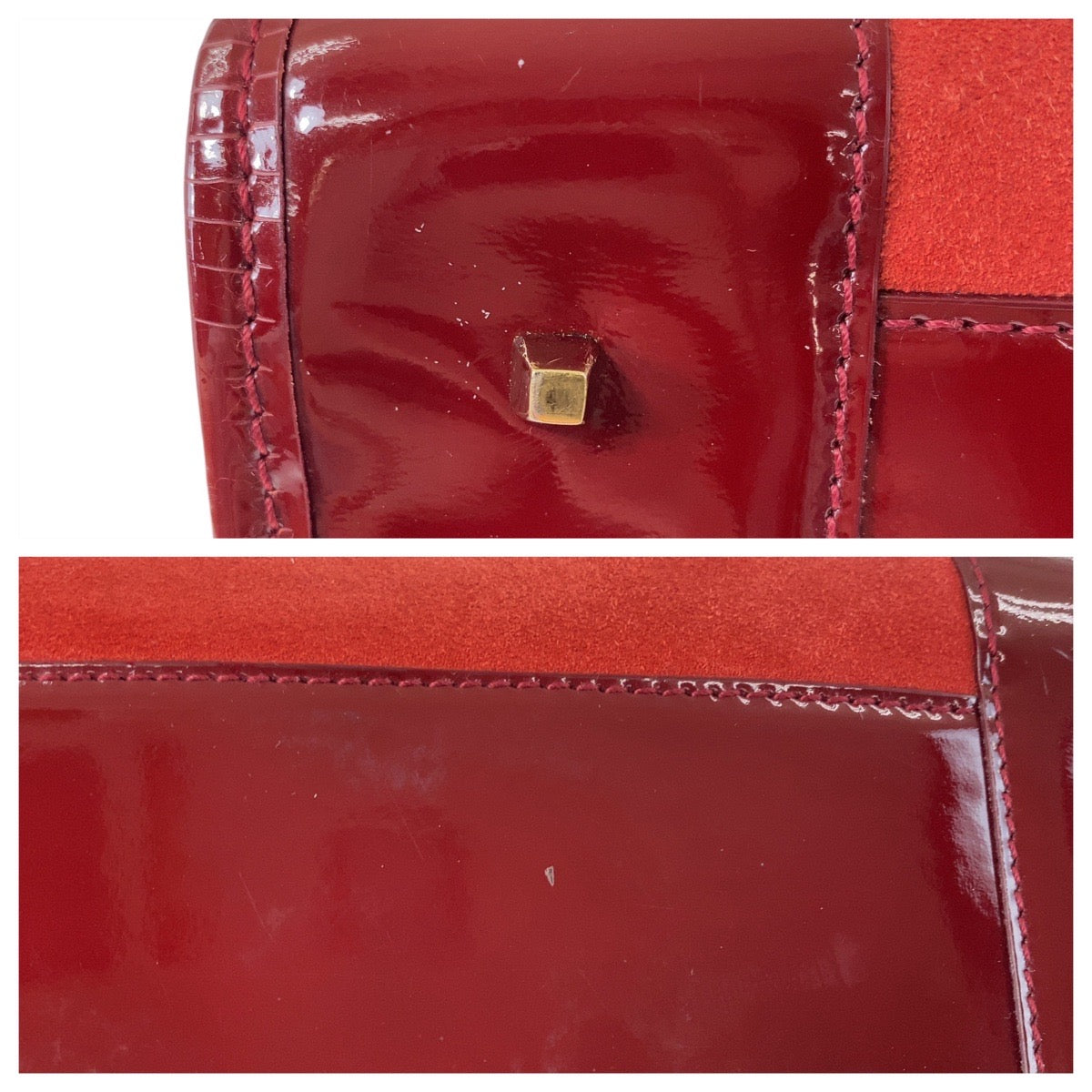 13346
LOEWE ロエベ ヴィンテージ アナグラム アマソナ28 レッド ゴールド金具 スウェード / レザー ハンドバッグ ミニボストンバッグ  レディース