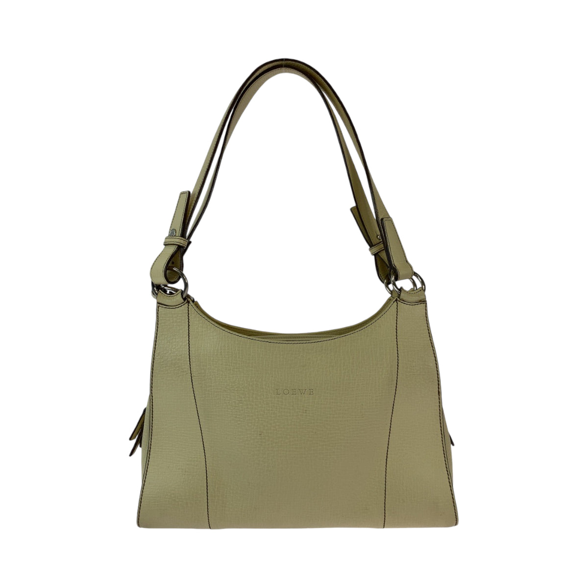 13347
LOEWE ロエベ ヴィンテージ ベージュ シルバー金具 レザー ハンドバッグ ショルダーバッグ  レディース