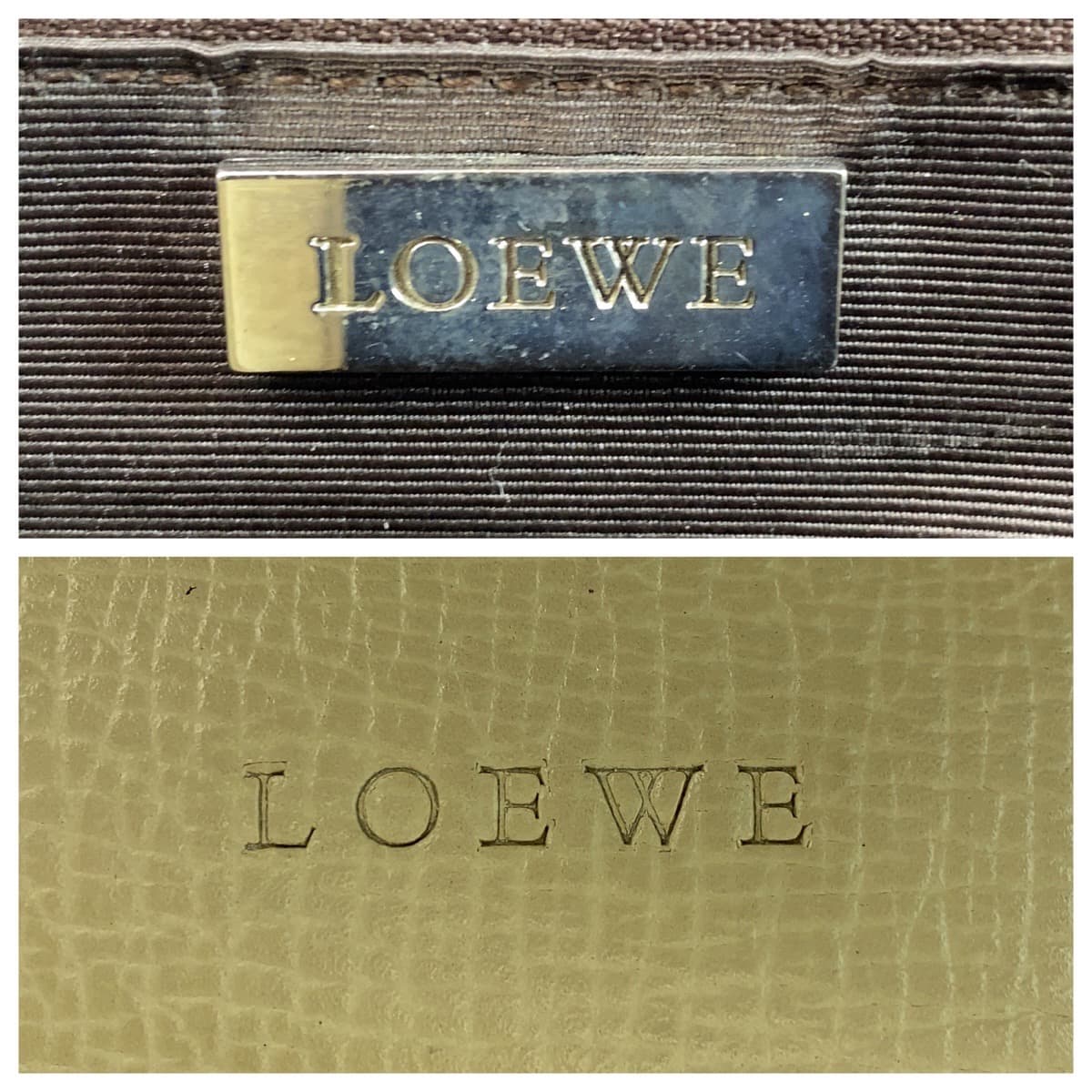 13347
LOEWE ロエベ ヴィンテージ ベージュ シルバー金具 レザー ハンドバッグ ショルダーバッグ  レディース