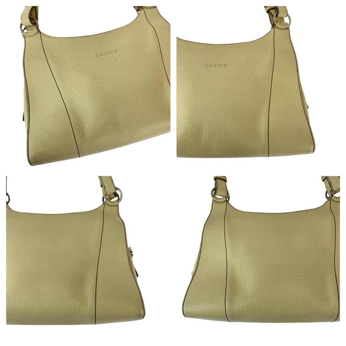 13347
LOEWE ロエベ ヴィンテージ ベージュ シルバー金具 レザー ハンドバッグ ショルダーバッグ  レディース