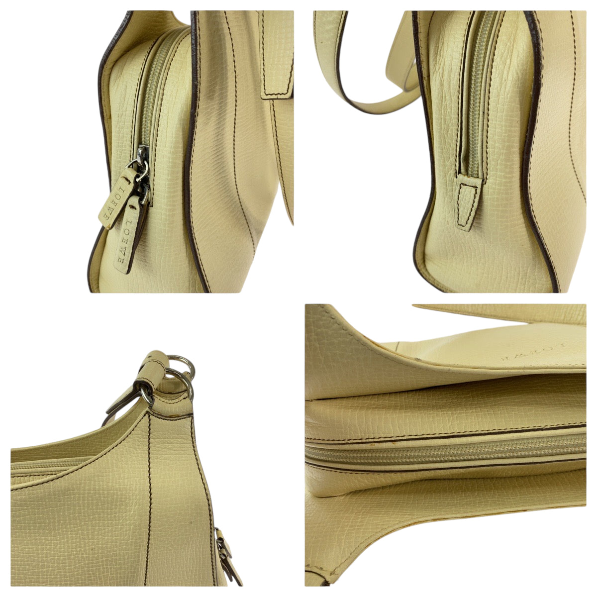 13347
LOEWE ロエベ ヴィンテージ ベージュ シルバー金具 レザー ハンドバッグ ショルダーバッグ  レディース