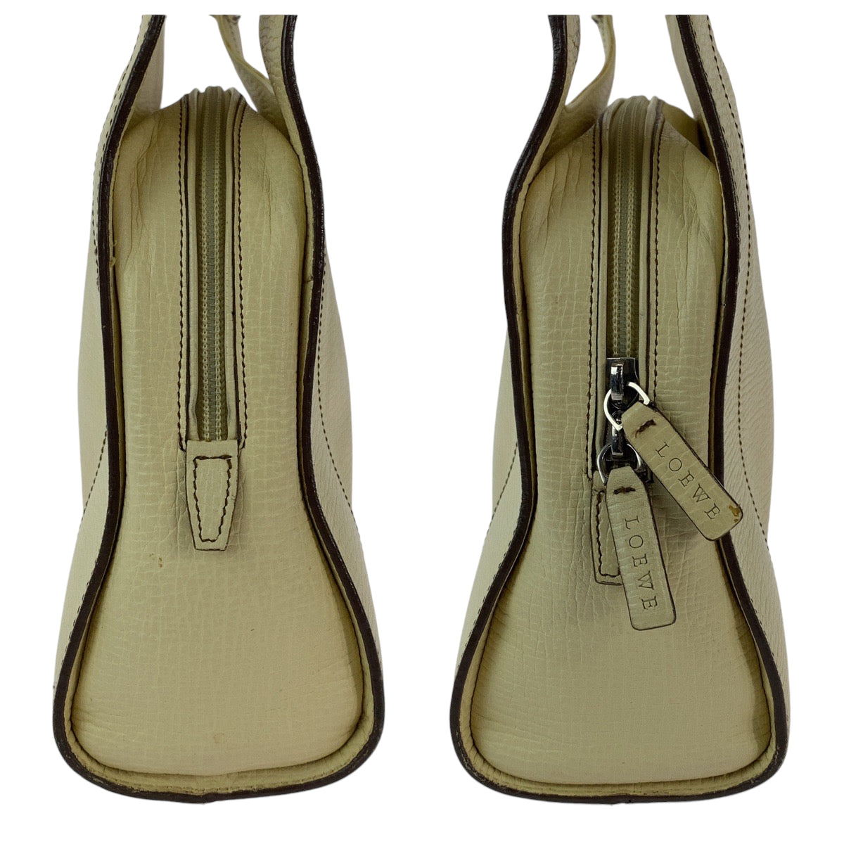 13347
LOEWE ロエベ ヴィンテージ ベージュ シルバー金具 レザー ハンドバッグ ショルダーバッグ  レディース