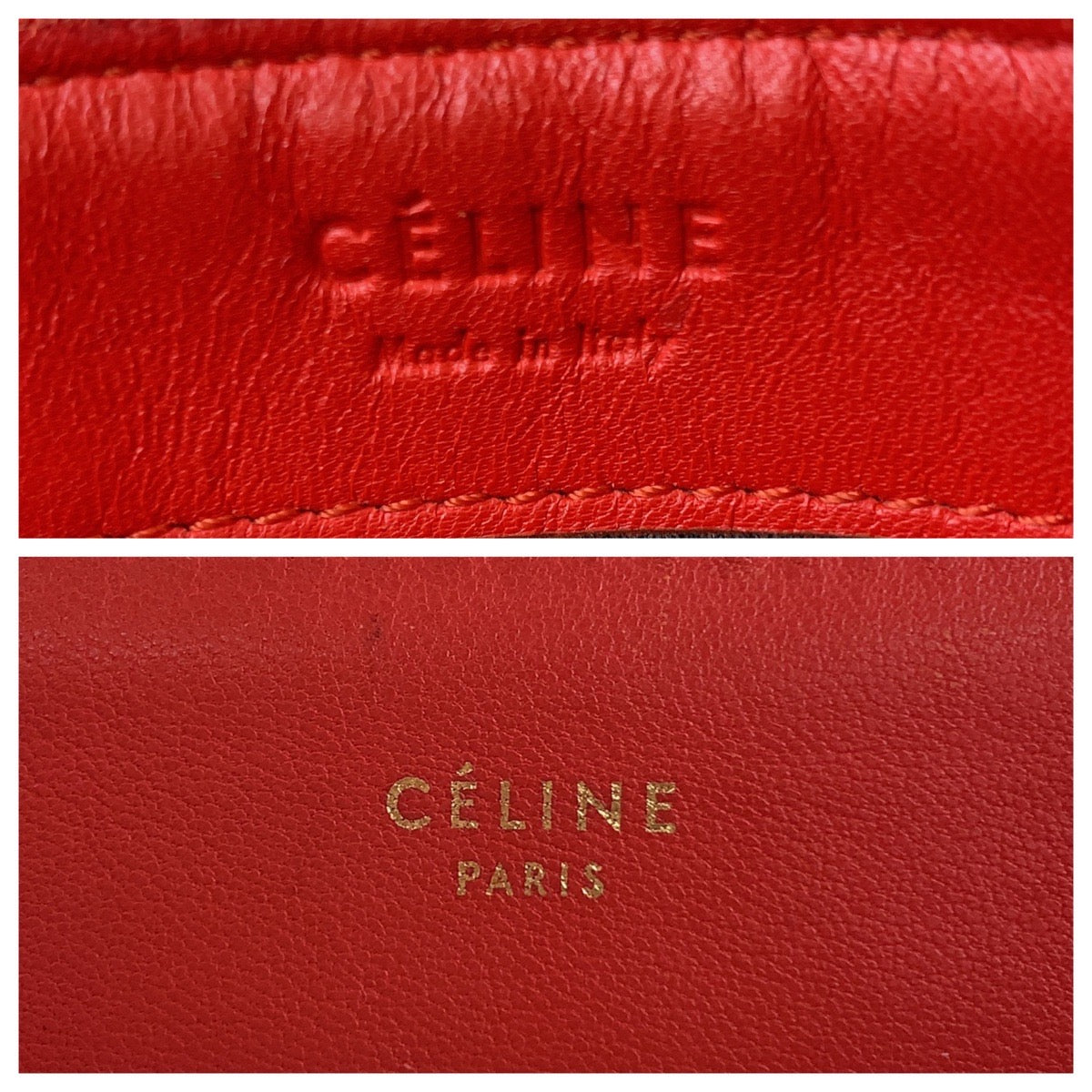 13352
CELINE セリーヌ トリオ スモール レッド ゴールド金具 レザー 斜め掛け ショルダーバッグ ポシェット  レディース