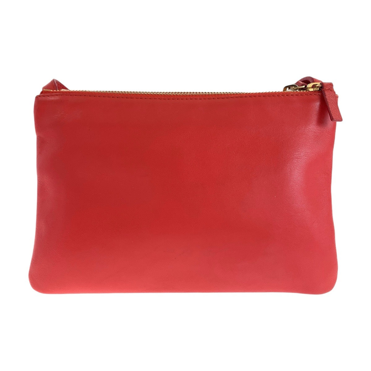 13352
CELINE セリーヌ トリオ スモール レッド ゴールド金具 レザー 斜め掛け ショルダーバッグ ポシェット  レディース
