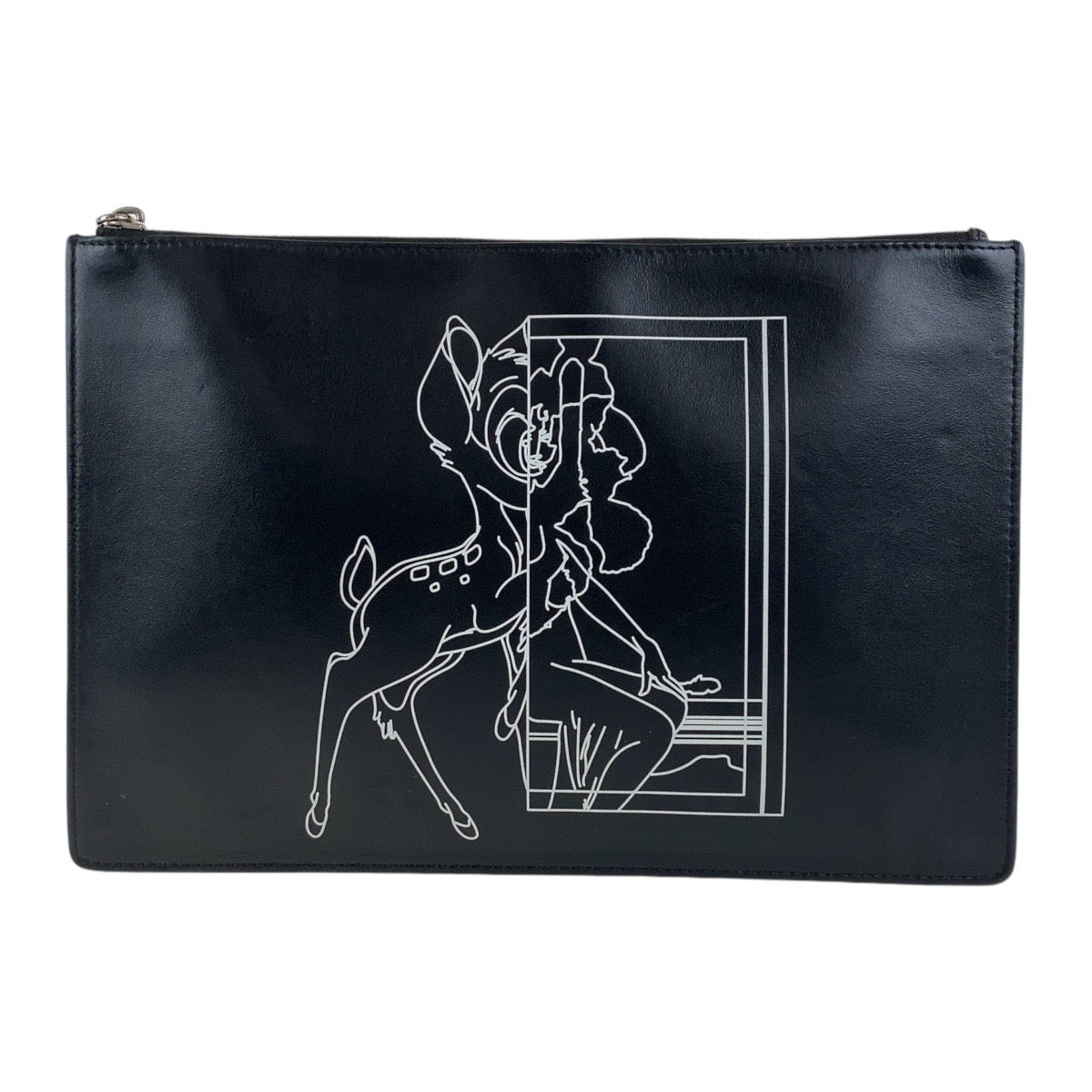 13352
GIVENCHY ジバンシィ バンビ ブラック 黒 シルバー金具 レザー クラッチバッグ セカンドバッグ  レディース