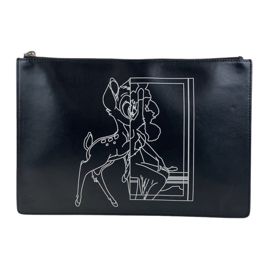 13352
GIVENCHY ジバンシィ バンビ ブラック 黒 シルバー金具 レザー クラッチバッグ セカンドバッグ  レディース
