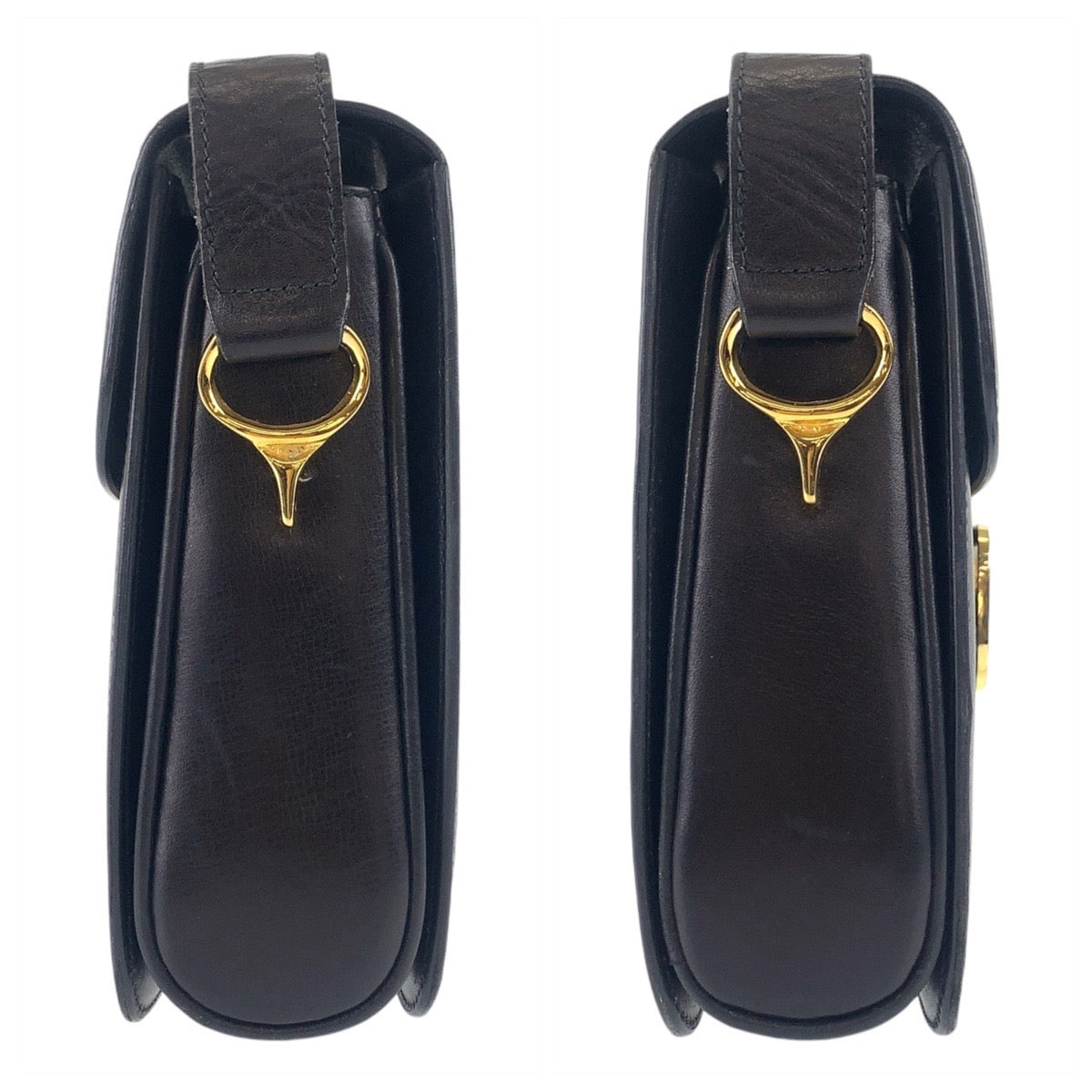 13354
CELINE セリーヌ ヴィンテージ ホースキャリッジ 馬車金具 ブラック 黒 ゴールド金具 レザー 斜め掛け ショルダーバッグ メッセンジャーバッグ  レディース