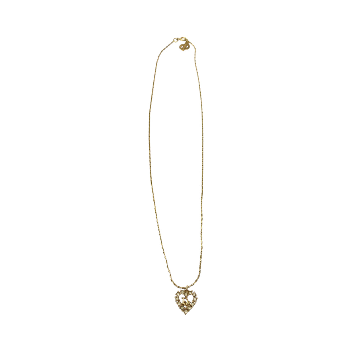 13357
Dior ディオール ラインストーン ロゴ ハート ゴールド金具 メッキ / ラインストーン ネックレス  レディース