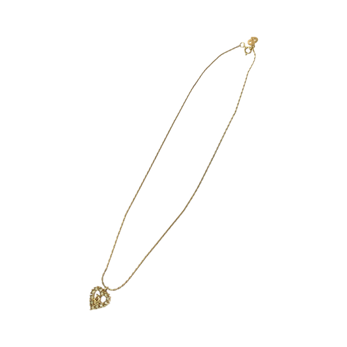 13357
Dior ディオール ラインストーン ロゴ ハート ゴールド金具 メッキ / ラインストーン ネックレス  レディース