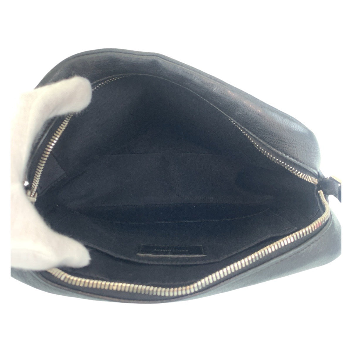 13358
SAINT LAURENT PARIS サンローランパリ YSL ブラック 黒 シルバー金具 レザー ショルダーバッグ ポシェット レディース AB50