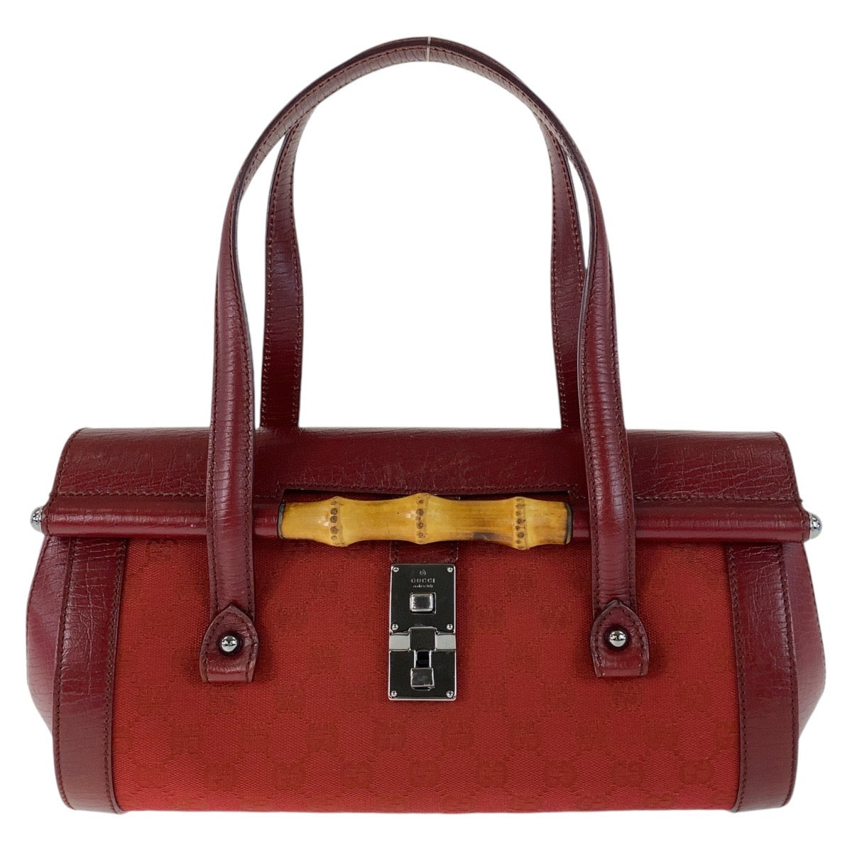 13359
GUCCI グッチ バンブー レッド シルバー金具 GGキャンバス / レザー 111713 ショルダーバッグ  レディース