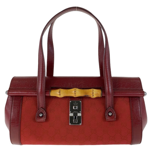13359
GUCCI グッチ バンブー レッド シルバー金具 GGキャンバス / レザー 111713 ショルダーバッグ  レディース