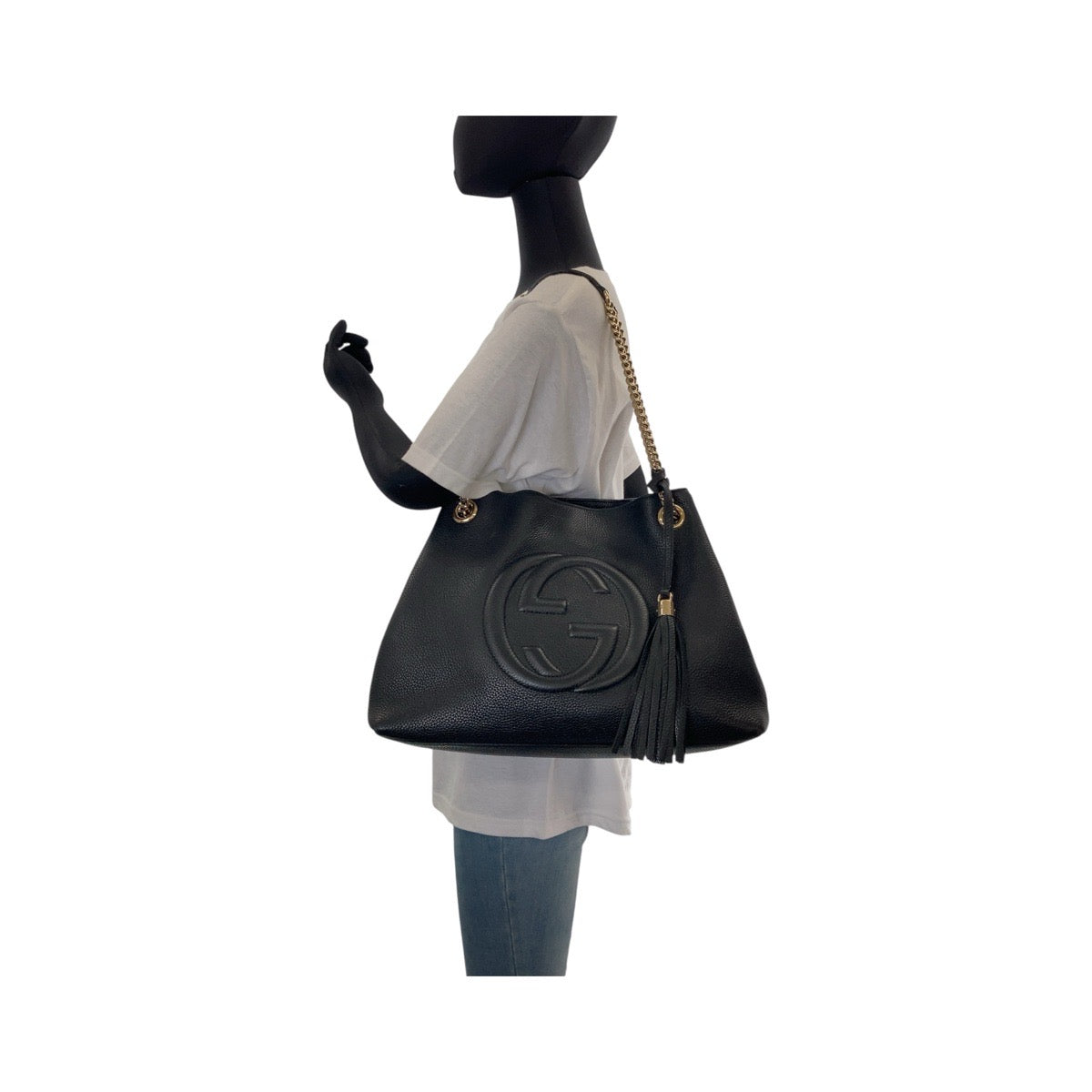 13361
GUCCI グッチ ソーホー インターロッキング ブラック 黒 ゴールド金具 レザー 536196 トートバッグ ショルダーバッグ  レディース
