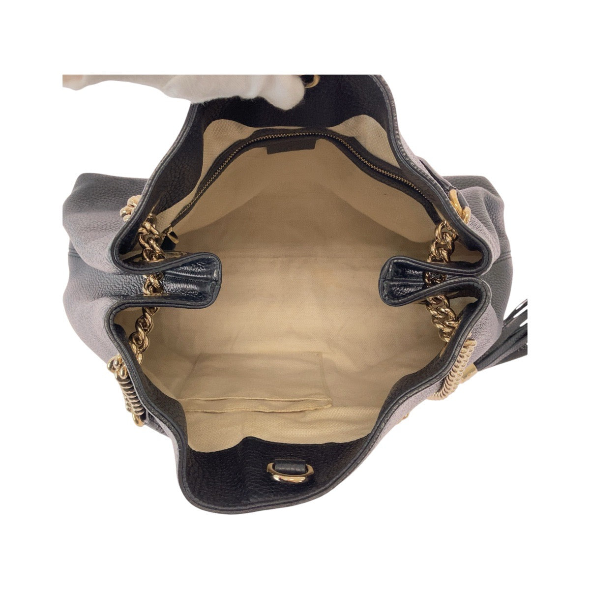 13361
GUCCI グッチ ソーホー インターロッキング ブラック 黒 ゴールド金具 レザー 536196 トートバッグ ショルダーバッグ  レディース