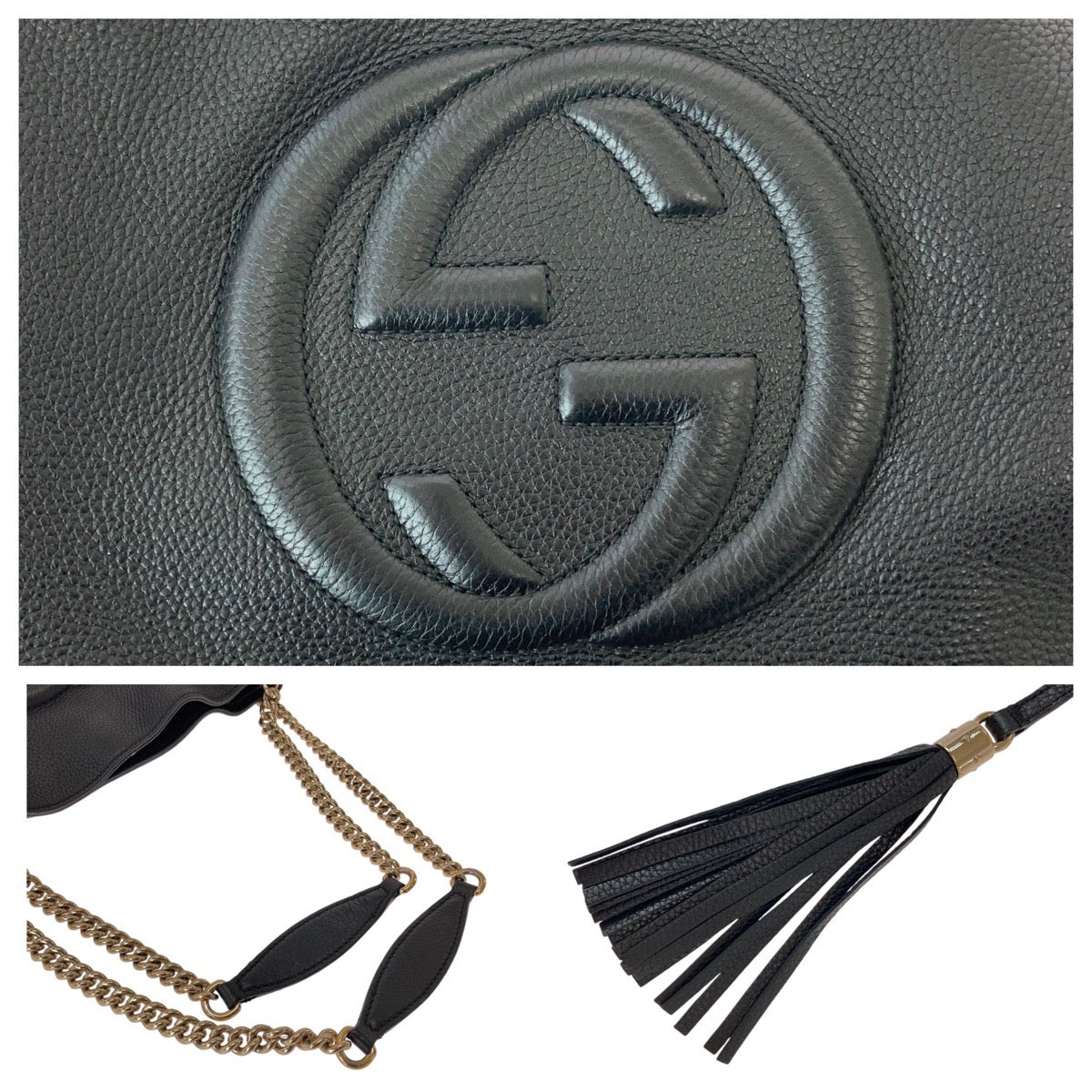 13361
GUCCI グッチ ソーホー インターロッキング ブラック 黒 ゴールド金具 レザー 536196 トートバッグ ショルダーバッグ  レディース