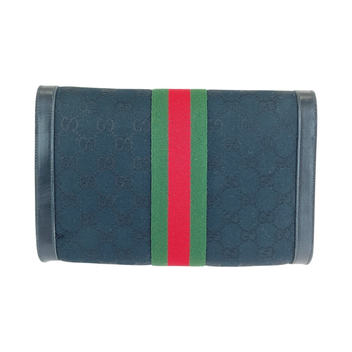 GUCCI グッチ ヴィンテージ オールドグッチ シェリーライン インターロッキング ブラック 黒 ゴールド金具 GGキャンバス / レザー 5 004 3657 25 クラッチバッグ セカンドバッグ  レディース