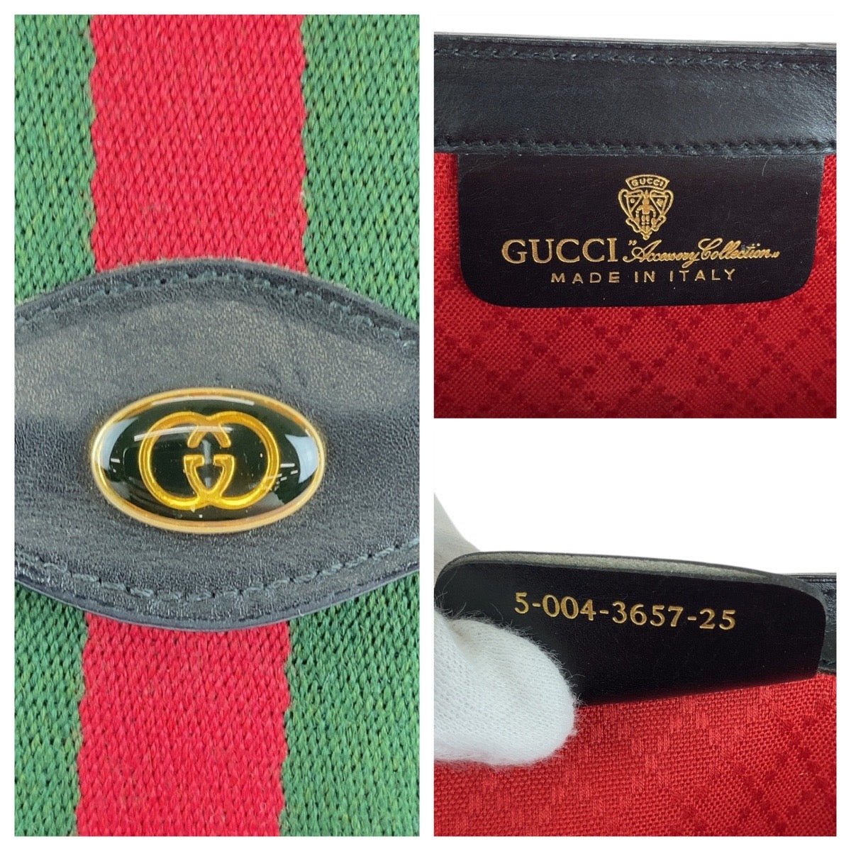 GUCCI グッチ ヴィンテージ オールドグッチ シェリーライン インターロッキング ブラック 黒 ゴールド金具 GGキャンバス / レザー 5 004 3657 25 クラッチバッグ セカンドバッグ  レディース