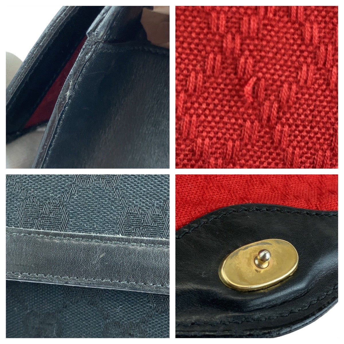 GUCCI グッチ ヴィンテージ オールドグッチ シェリーライン インターロッキング ブラック 黒 ゴールド金具 GGキャンバス / レザー 5 004 3657 25 クラッチバッグ セカンドバッグ  レディース