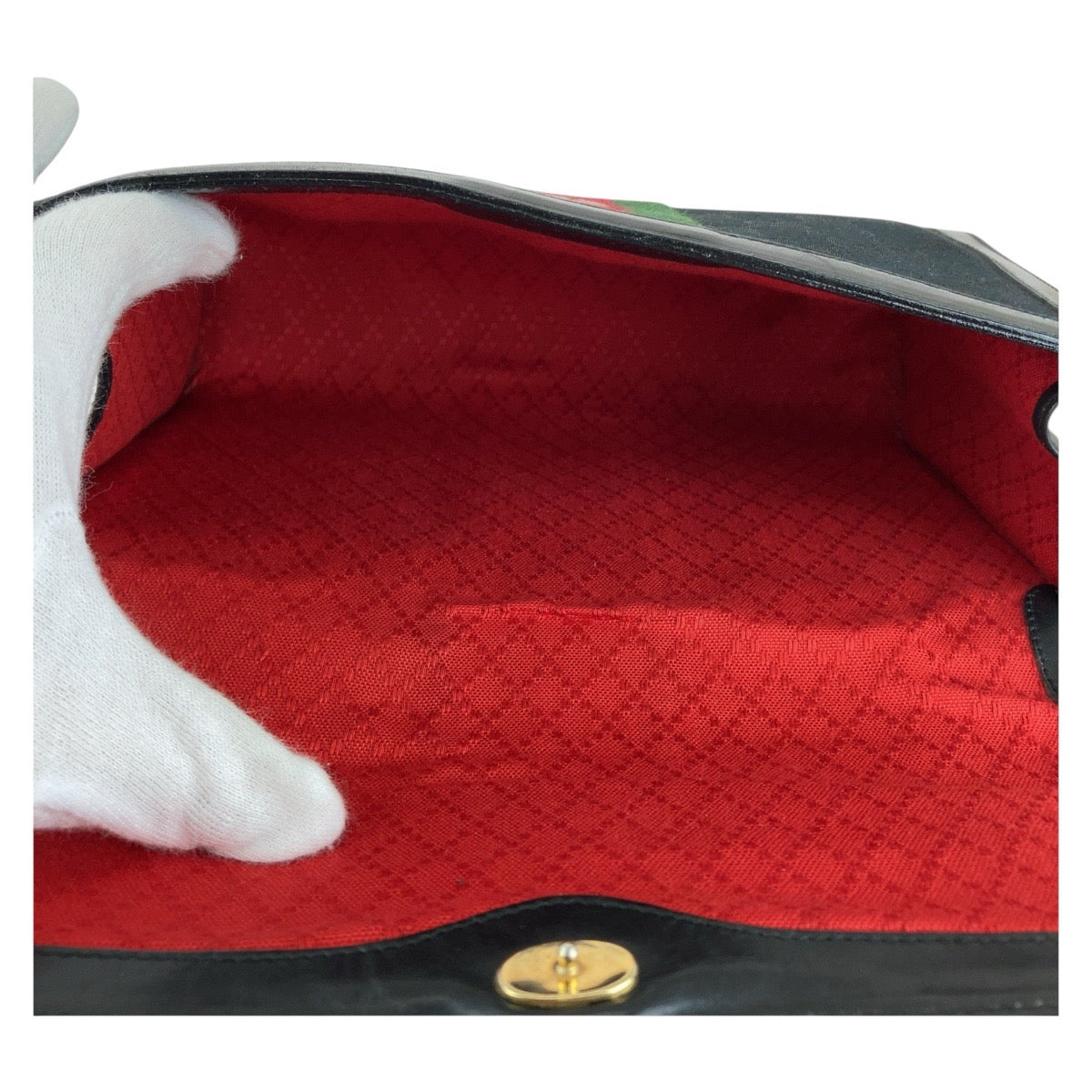 GUCCI グッチ ヴィンテージ オールドグッチ シェリーライン インターロッキング ブラック 黒 ゴールド金具 GGキャンバス / レザー 5 004 3657 25 クラッチバッグ セカンドバッグ  レディース