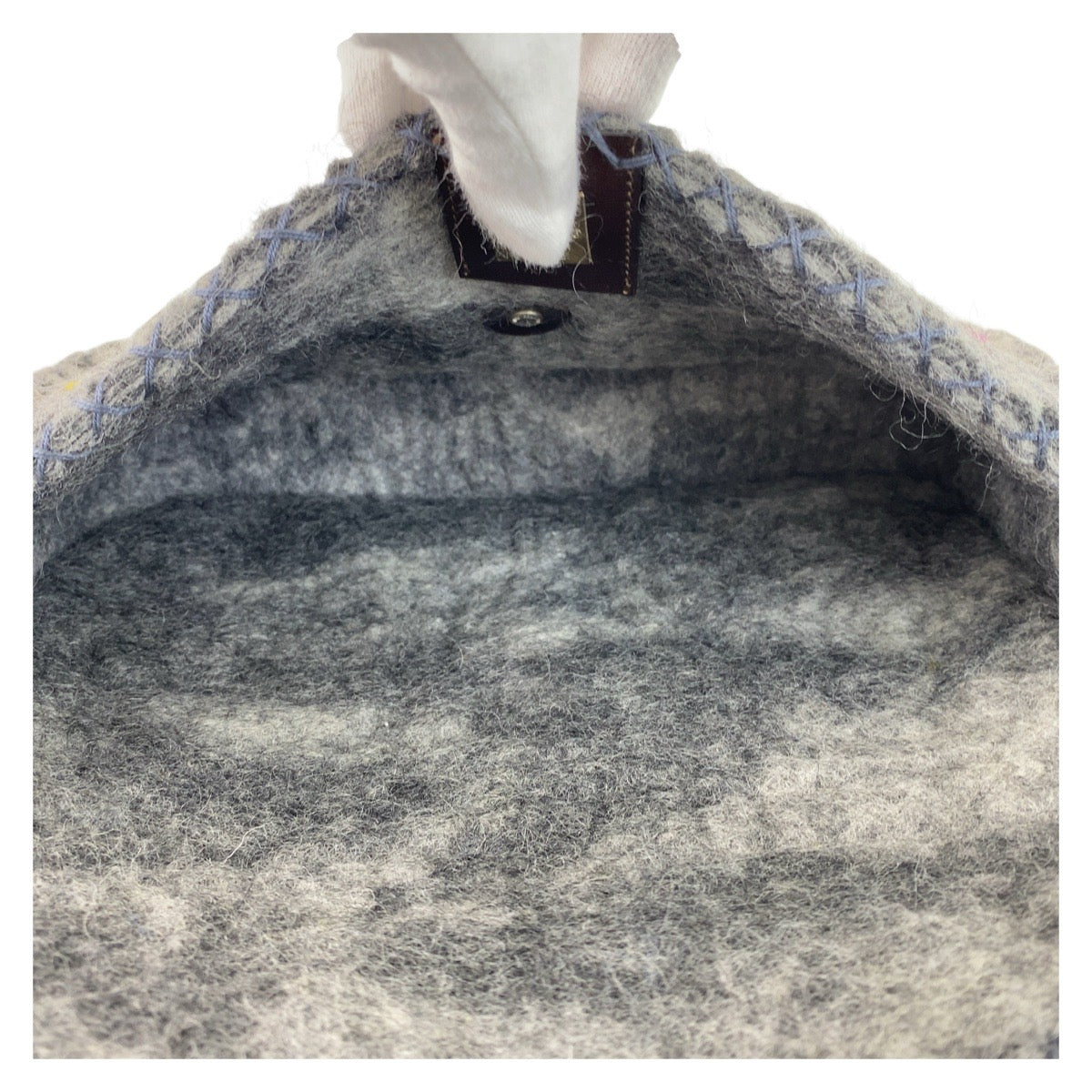 FENDI フェンディ ヴィンテージ マンマバゲット グレー シルバー金具 フェルト / レザー ショルダーバッグ ハンドバッグ  レディース