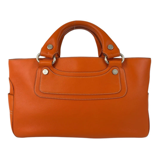 13366
CELINE セリーヌ ブギーバック オレンジ シルバー金具 レザー ハンドバッグ  レディース