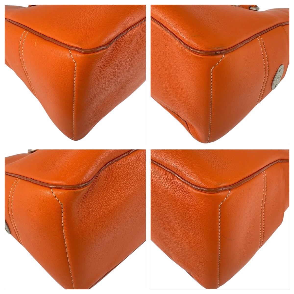 13366
CELINE セリーヌ ブギーバック オレンジ シルバー金具 レザー ハンドバッグ  レディース