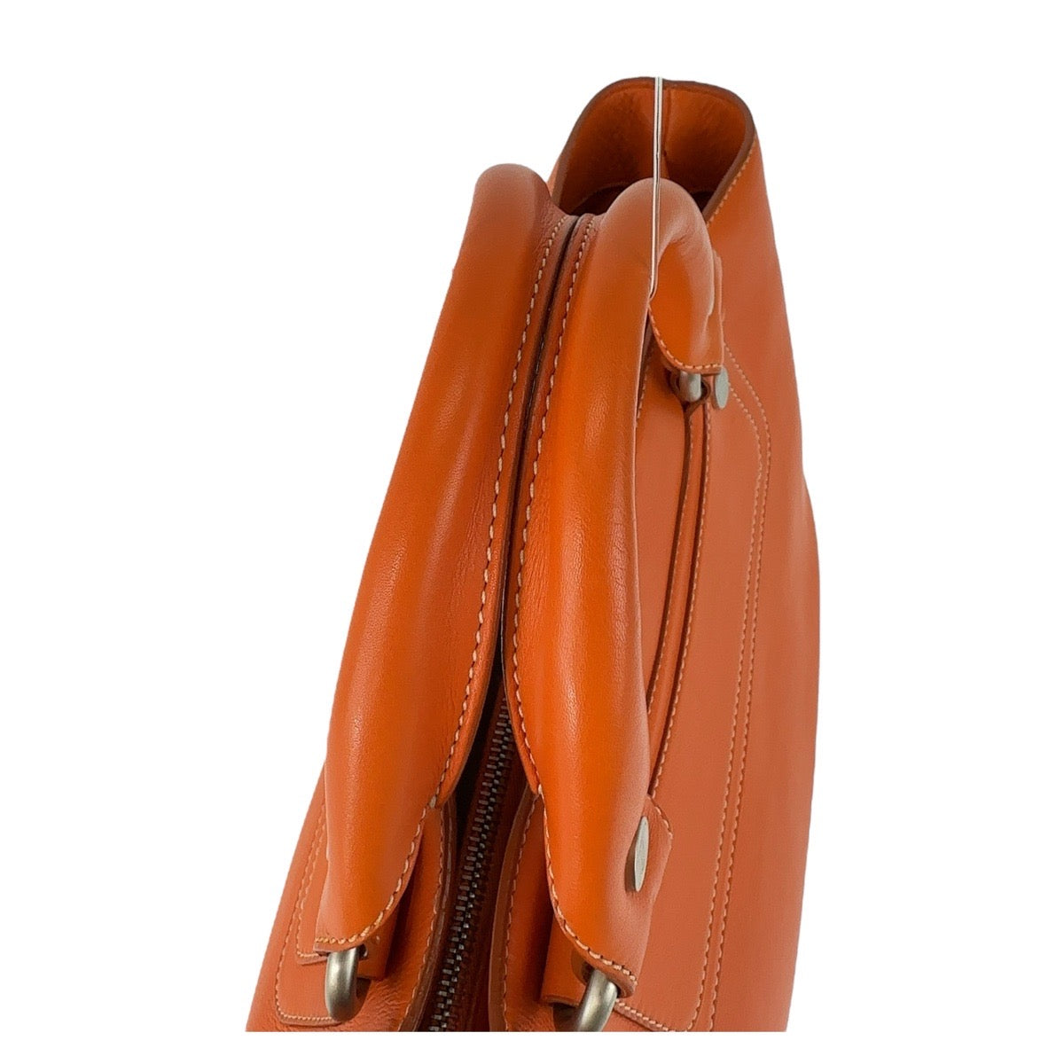 13366
CELINE セリーヌ ブギーバック オレンジ シルバー金具 レザー ハンドバッグ  レディース
