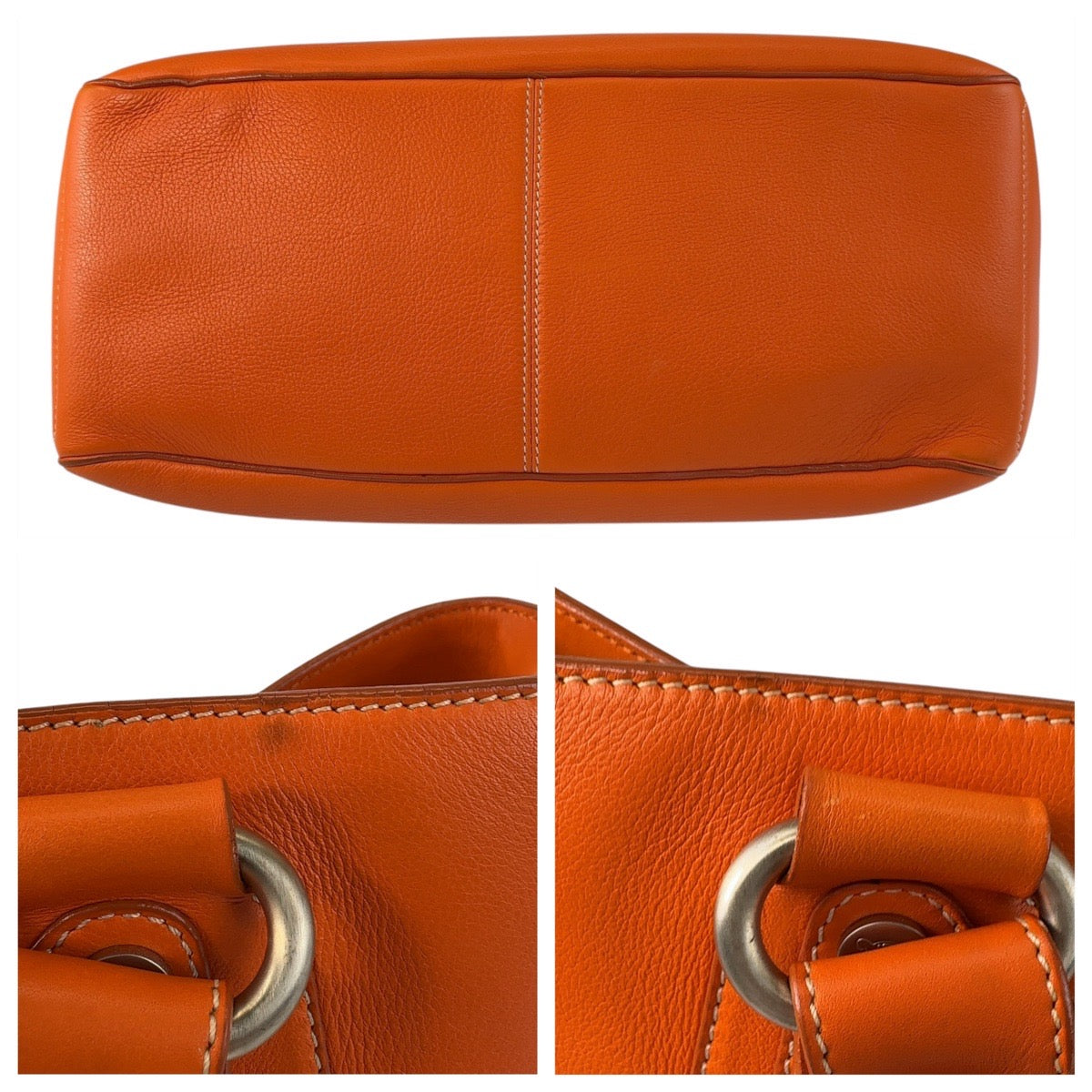 13366
CELINE セリーヌ ブギーバック オレンジ シルバー金具 レザー ハンドバッグ  レディース