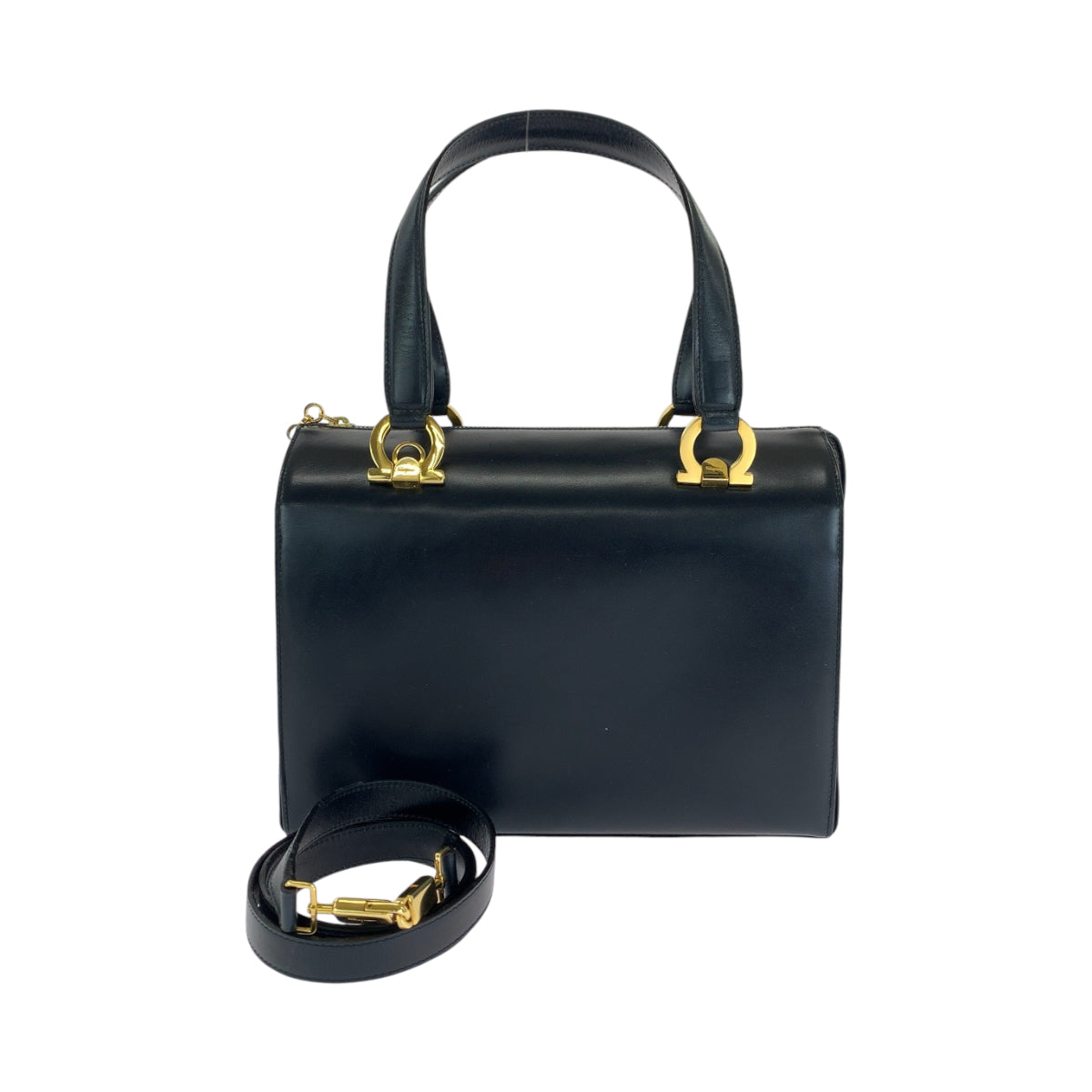 13367
Salvatore Ferragamo サルヴァトーレフェラガモ ヴィンテージ ガンチーニ ブラック 黒 ゴールド金具 レザー ショルダーバッグ ハンドバッグ 2way  レディース