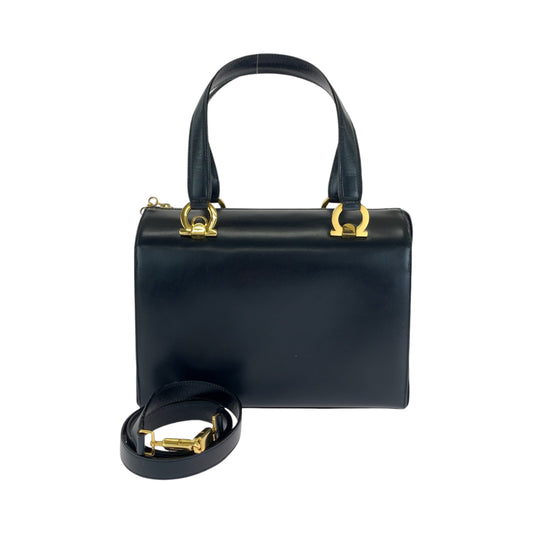 13367
Salvatore Ferragamo サルヴァトーレフェラガモ ヴィンテージ ガンチーニ ブラック 黒 ゴールド金具 レザー ショルダーバッグ ハンドバッグ 2way  レディース