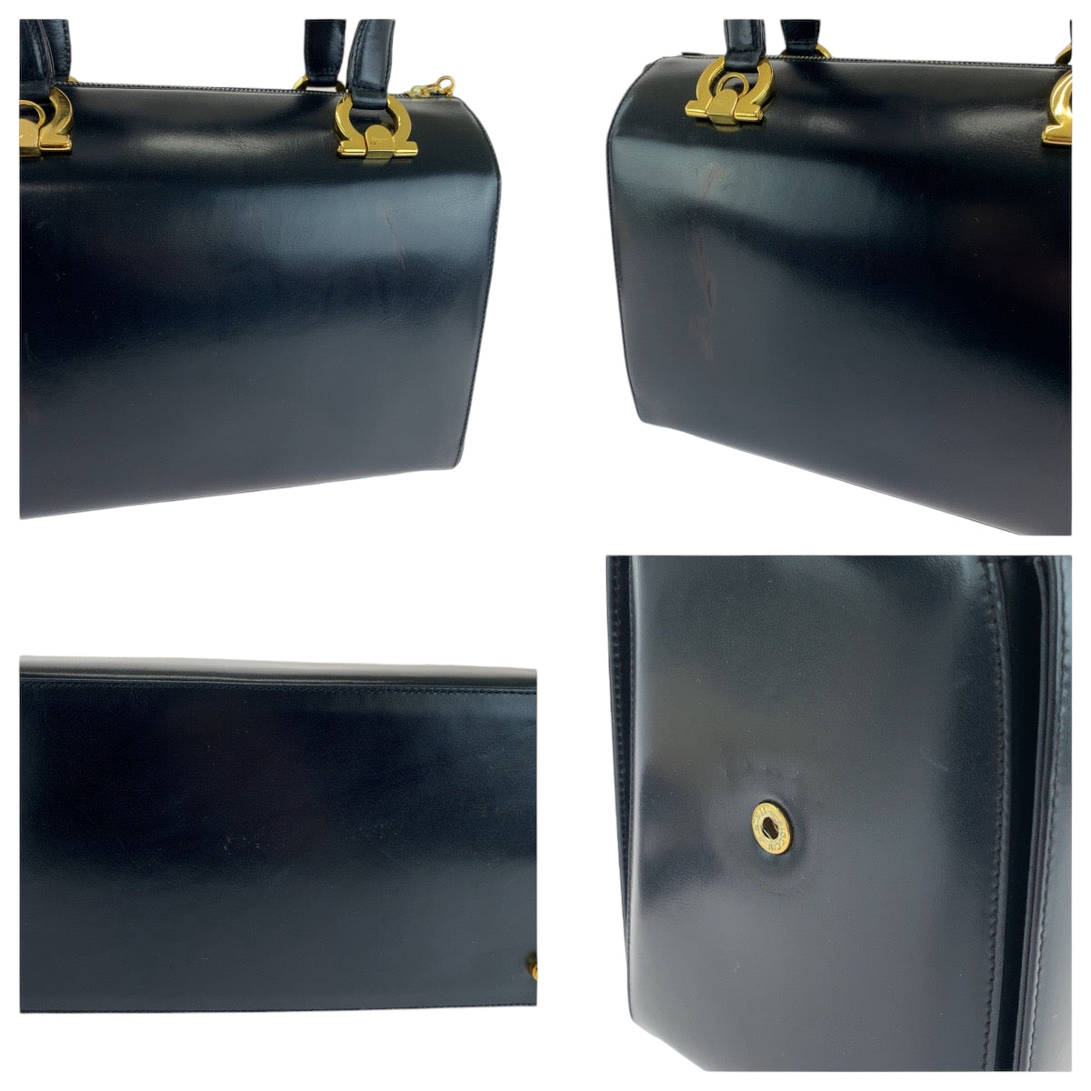 13367
Salvatore Ferragamo サルヴァトーレフェラガモ ヴィンテージ ガンチーニ ブラック 黒 ゴールド金具 レザー ショルダーバッグ ハンドバッグ 2way  レディース