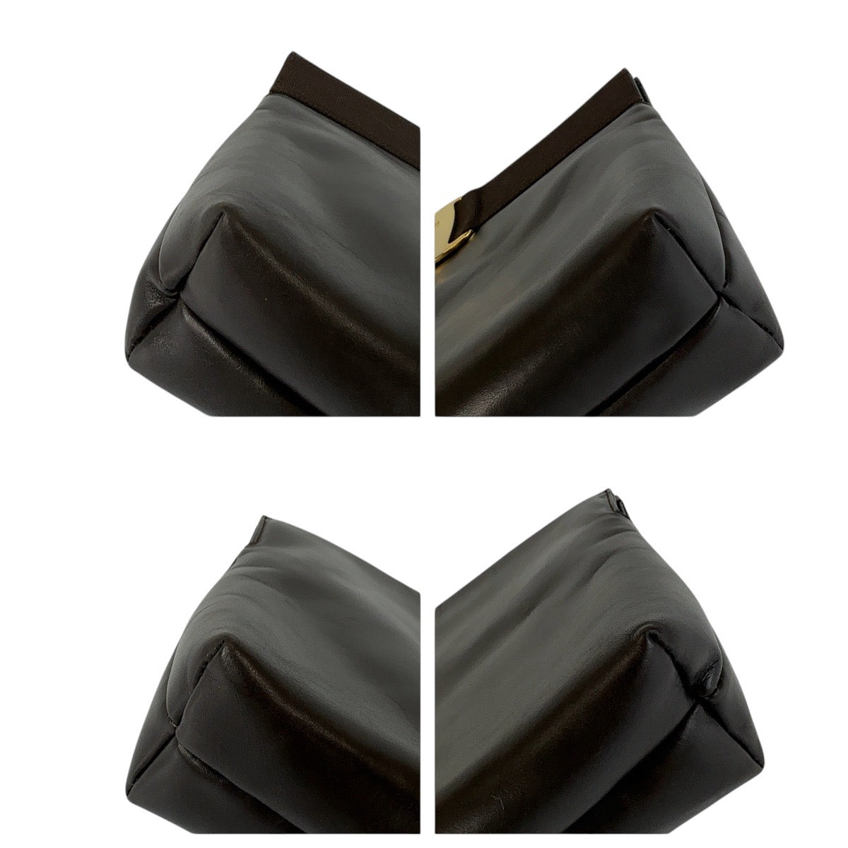 13372
Salvatore Ferragamo サルヴァトーレフェラガモ ヴァラ ダークブラウン ゴールド金具 レザー ショルダーバッグ ポシェット  レディース